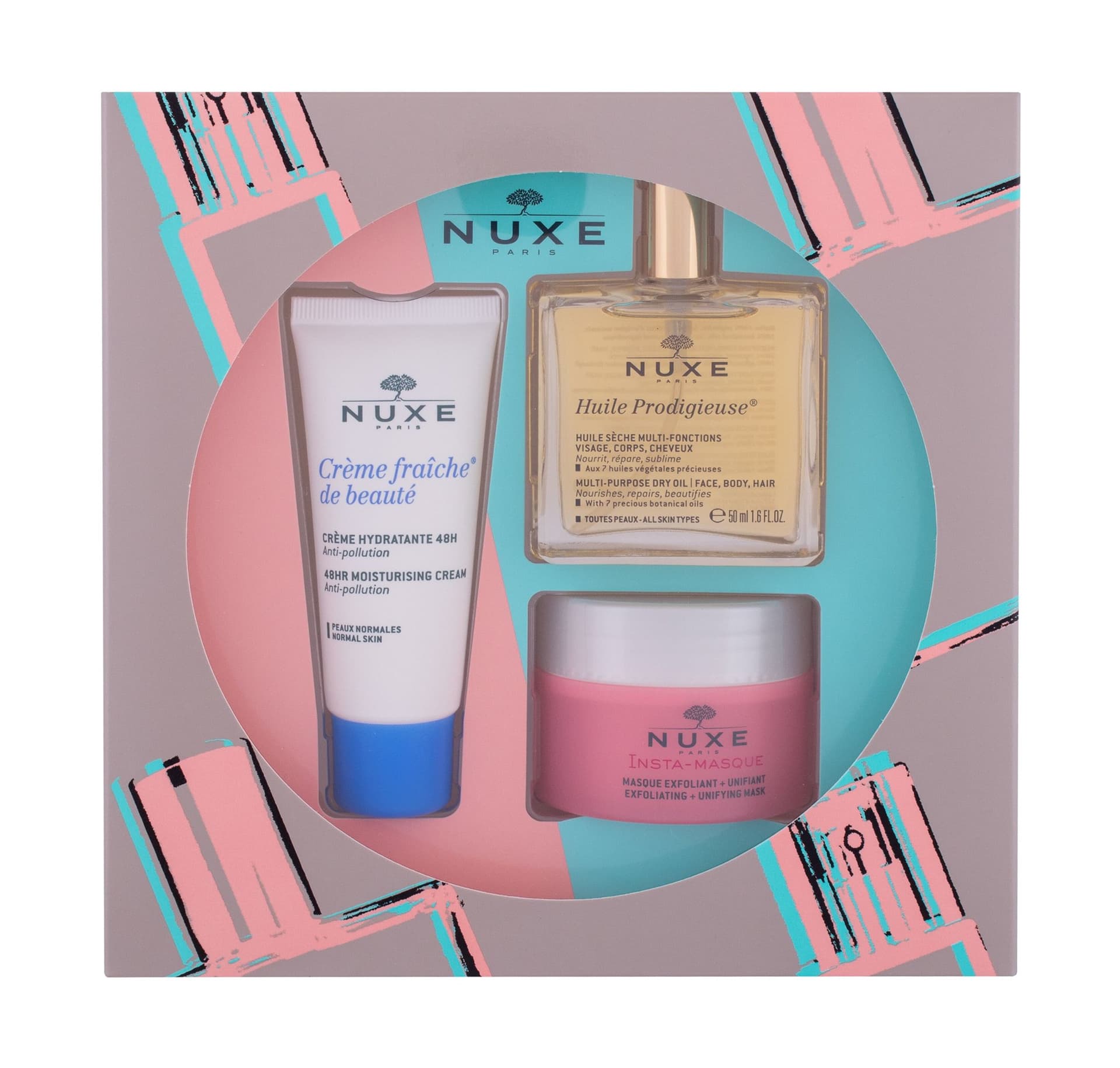 

NUXE Les Essentiels Visage Krem do twarzy na dzień 30ml Krem do twarzy na dzień Creme Fraiche de Beauté 30ml + Suchy olejek Huile Prodigieuse 50ml + Maseczka Insta Masque 50ml (W)