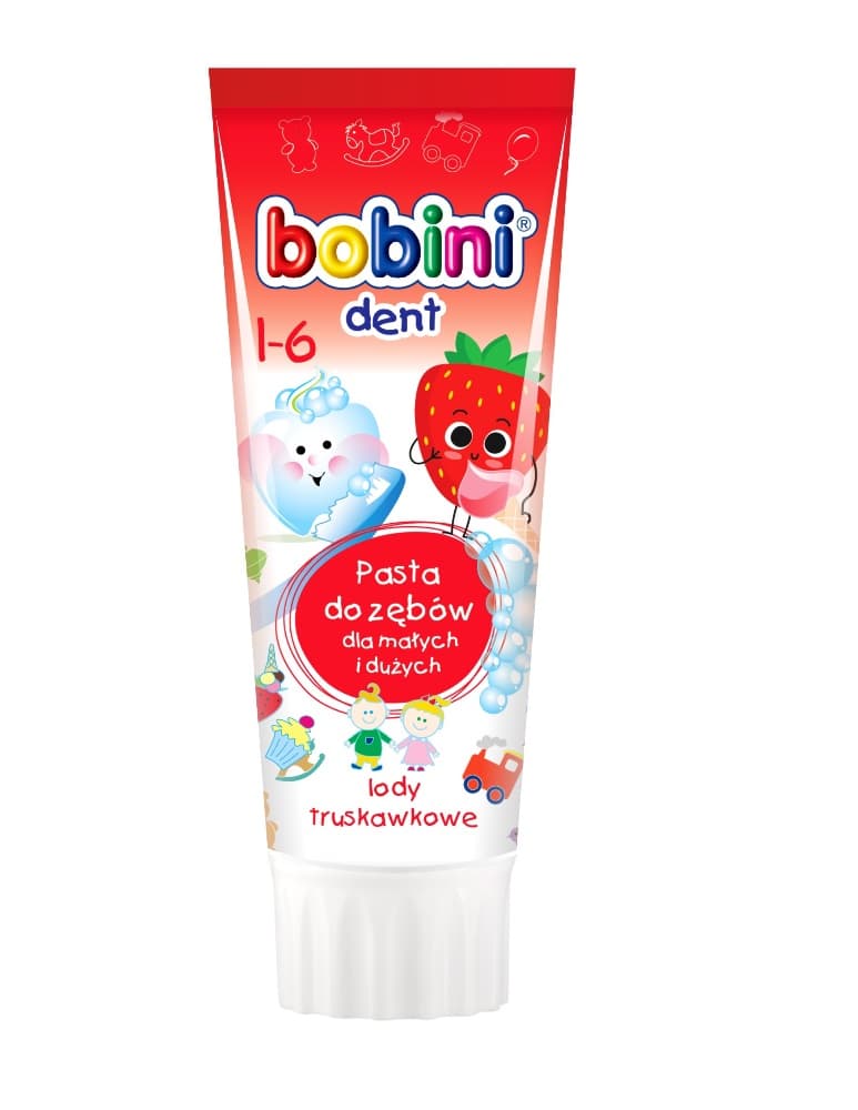 

Bobini Bobini Dent pasta do zębów dla dzieci powyżej 1-go roku życia Lody truskawkowe 75ml