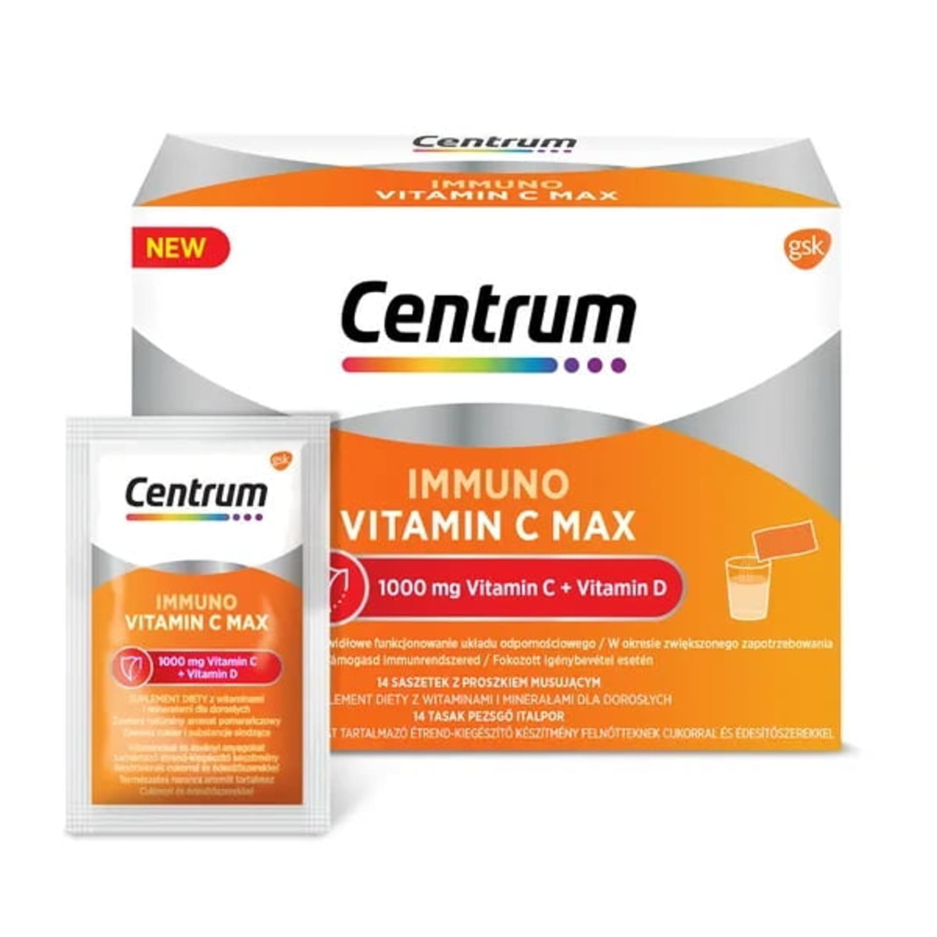 

Centrum Immuno Vitamin C Max suplement diety z witaminami i minerałami 14 saszetek