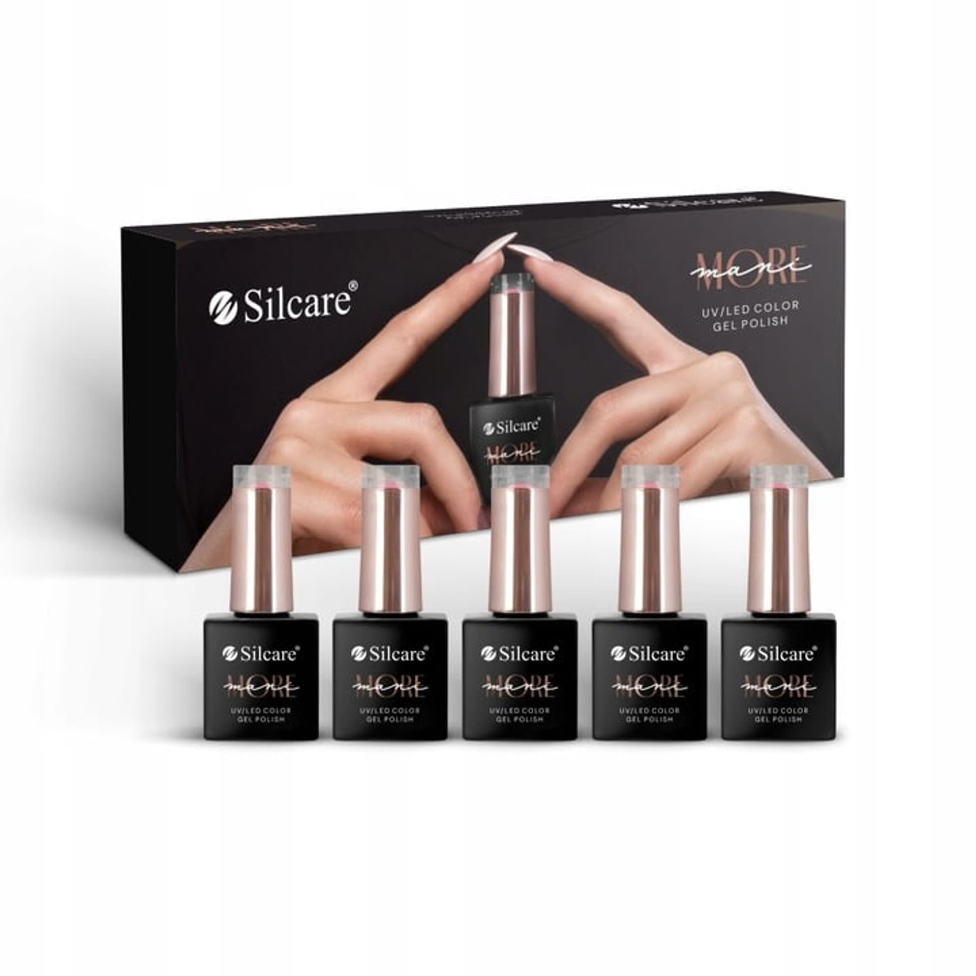 

Silcare Mani More Set zestaw witaminowa baza hybrydowa 10g + lakier hybrydowy do paznokci 3x10g + lakier nawierzchniowy 10g