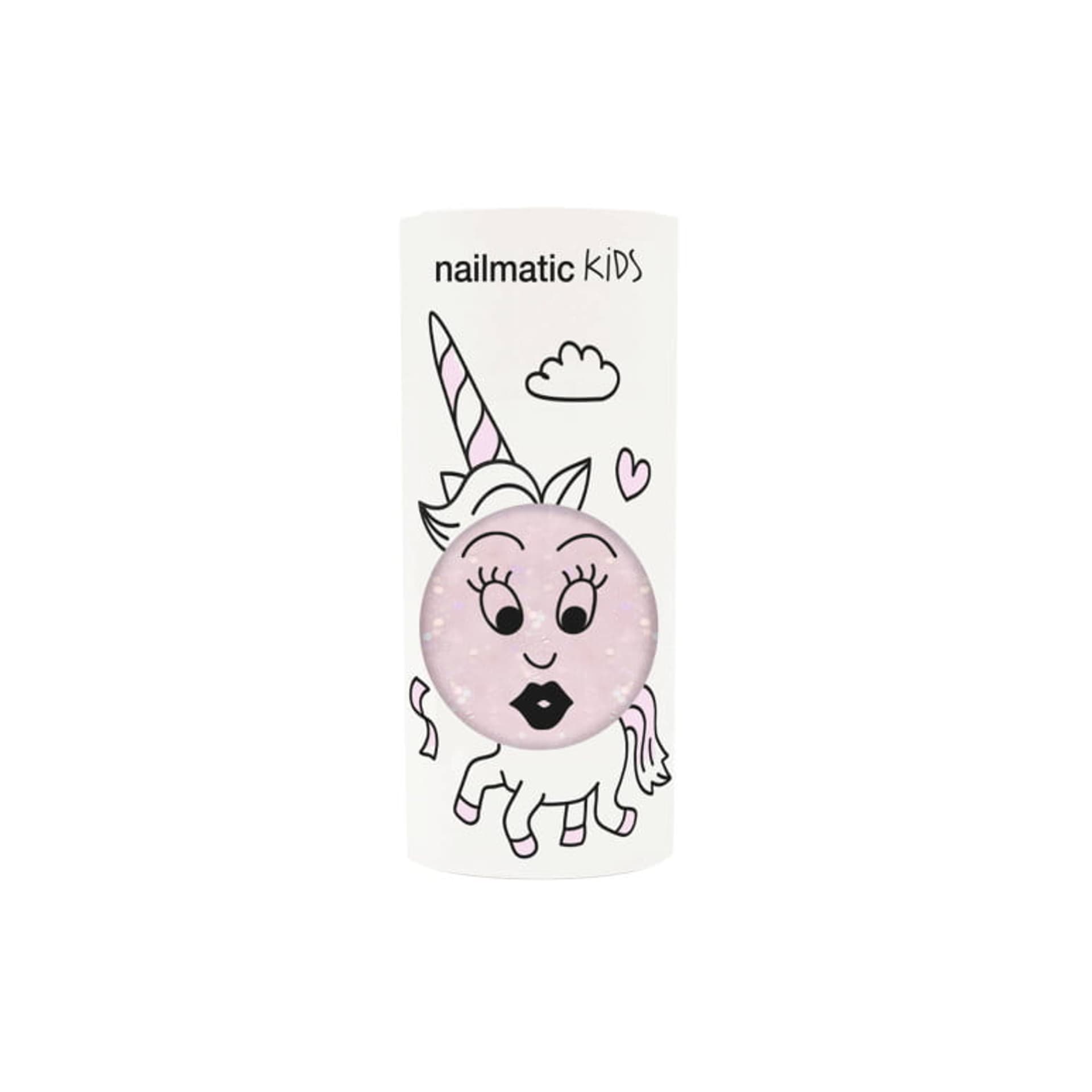 

Nailmatic Kids Nail Polish Polly lakier do paznokci dla dzieci z brokatem Przejrzysto-Różowy 8ml