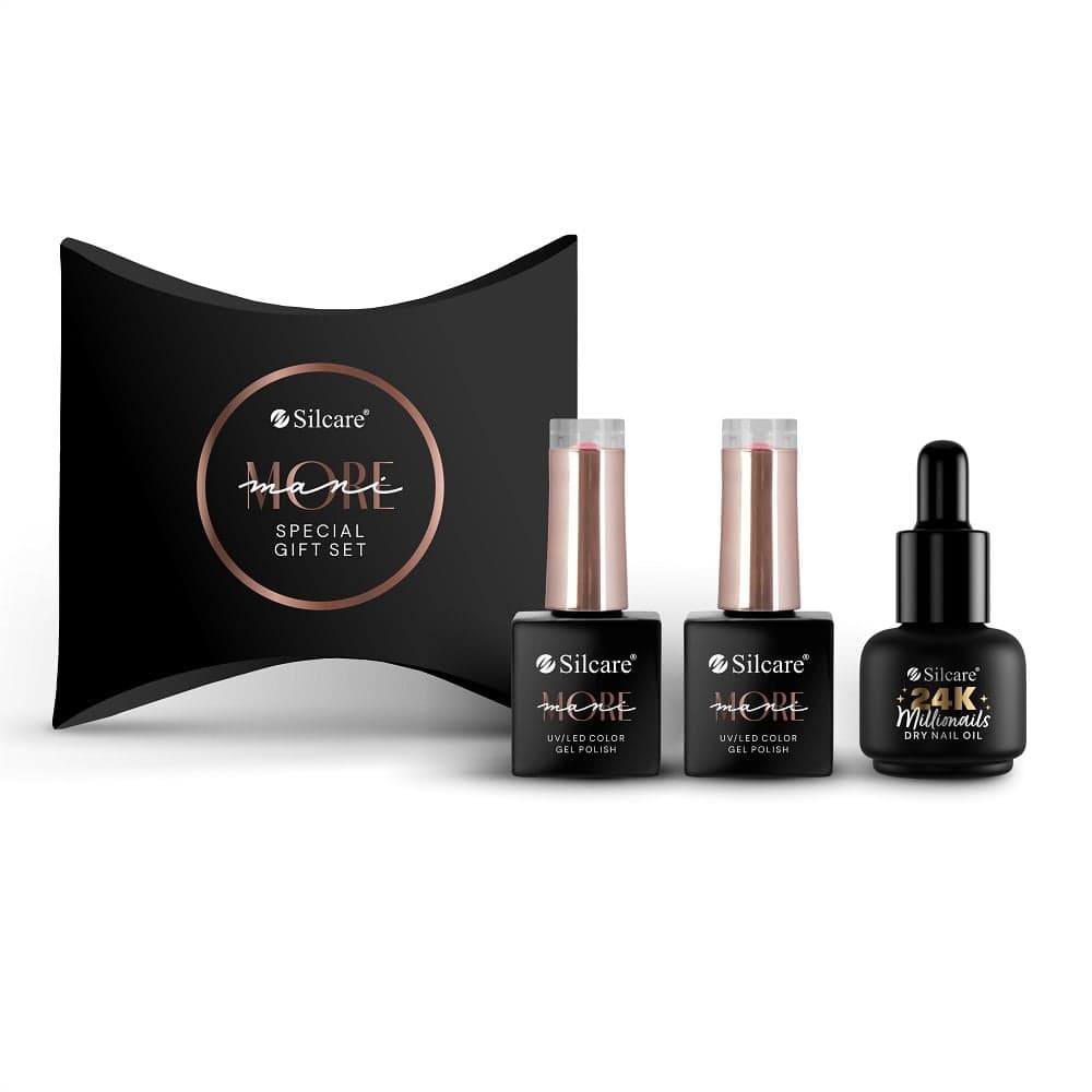 

Silcare Mani More Special Gift Set zestaw lakier hybrydowy do paznokci 2x10g + suchy olejek do skórek i paznokci 15ml