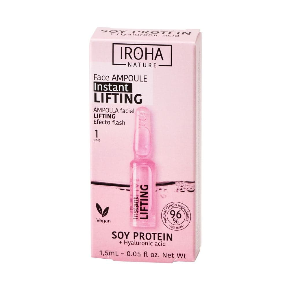 

Iroha nature Instant Flash Lifting Face Ampoule liftingująco-ujędrniająca ampułka do twarzy z białkiem sojowym i kwasem hialuronowym 1.5ml