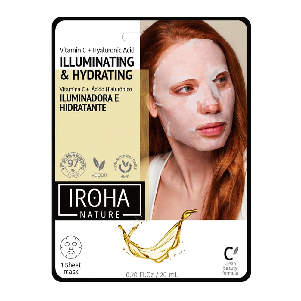 

Iroha nature Illuminating Hydrating Tissue Face Mask rozświetlająco-nawilżająca maska w płachcie z witaminą C i kwasem hialuronowym 20ml