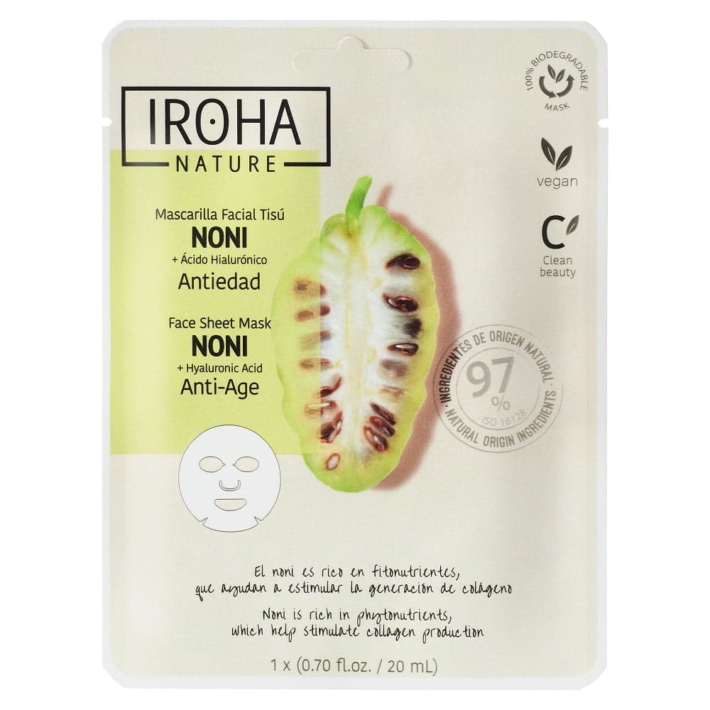 

Iroha nature Anti-Age Face Sheet Mask Noni + Hyaluronic Acid przeciwstarzeniowa maska w płachcie z morwą indyjską i kwasem hialuronowym 20ml