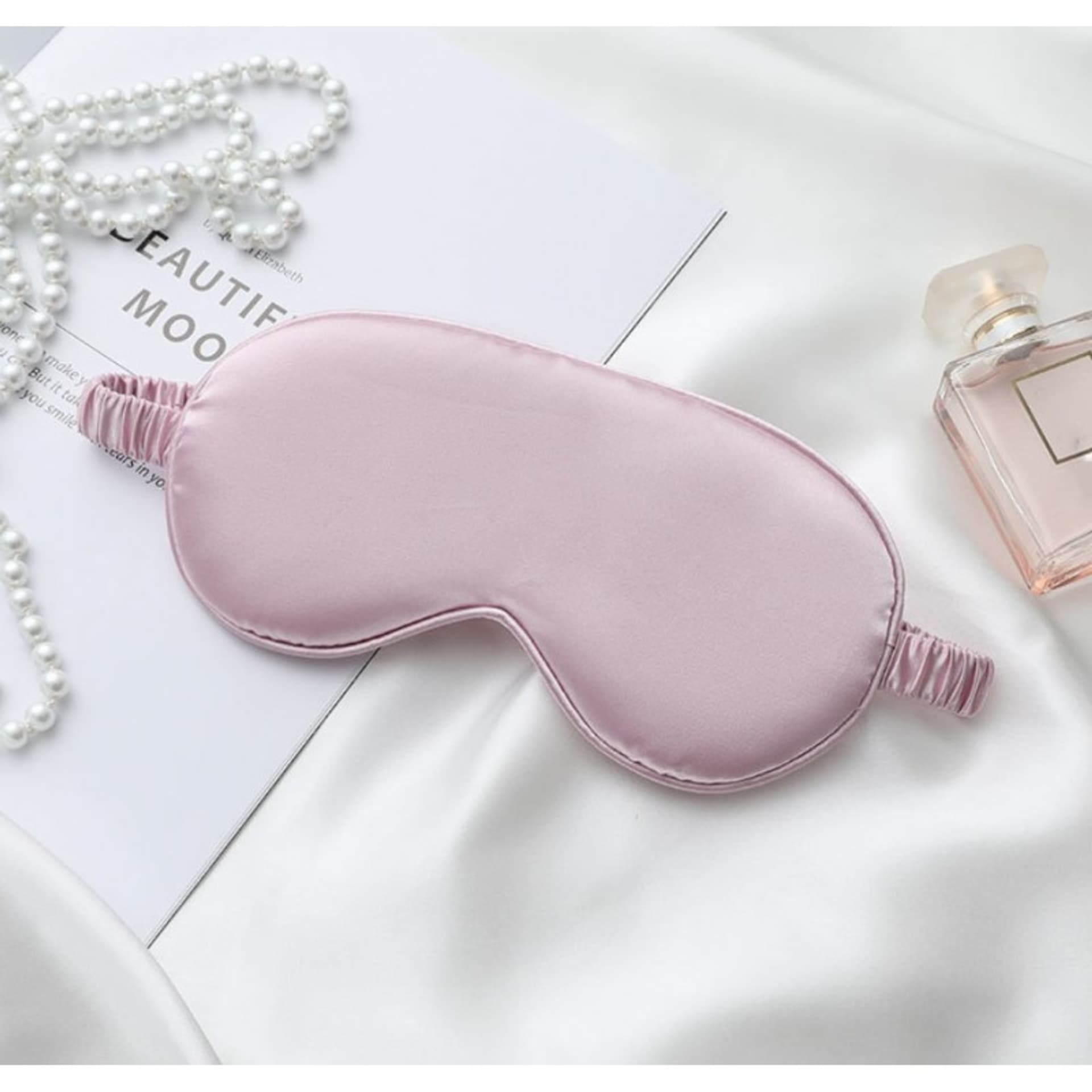 

Maska do spania ciemny róż elegant satynowa OPK10CR