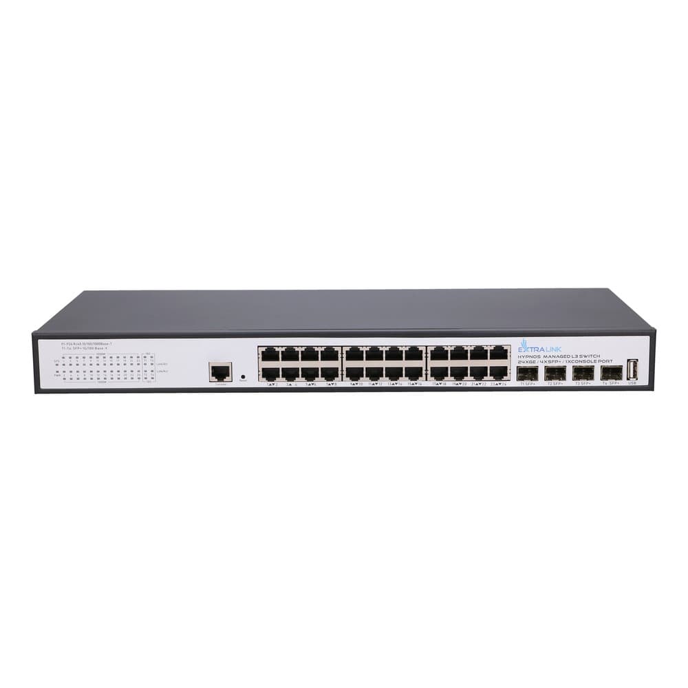 

EXTRALINK HYPNOS, FULL GIGABIT MANAGED L3 SWITCH 24 PORTS 10/100/1000M, CONSOLE PORT, 4X 10G SFP+