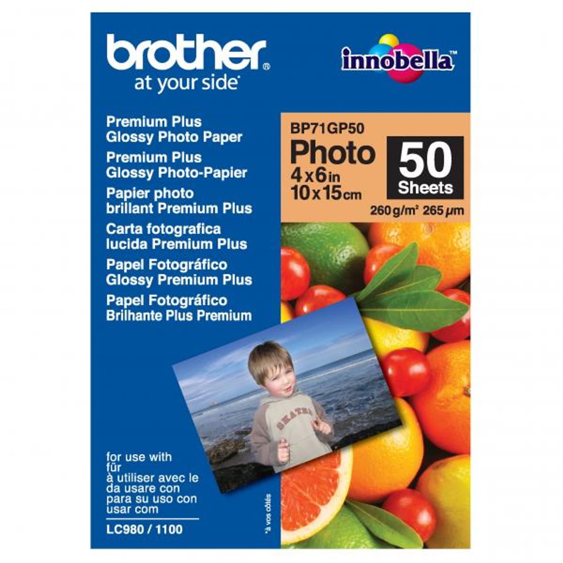 

Brother Premium Glossy Photo Pa, BP71GP50, foto papier, połysk, biały, 10x15cm, 4x6", 260 g/m2, 50 szt., atrament