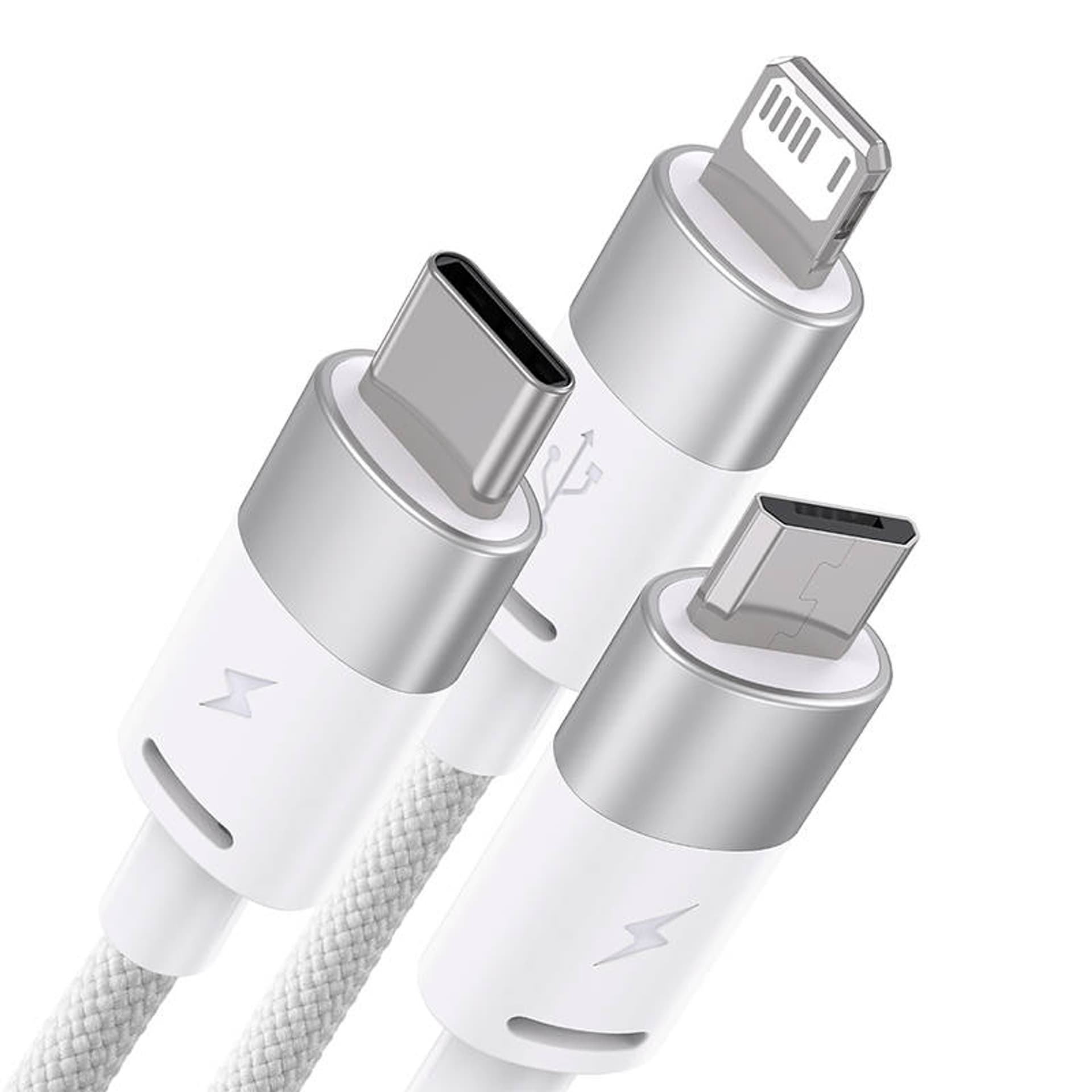 

Kabel USB 3w1 Baseus StarSpeed, USB-C + micro USB + Lightning, 3,5A, 1.2m (biały)