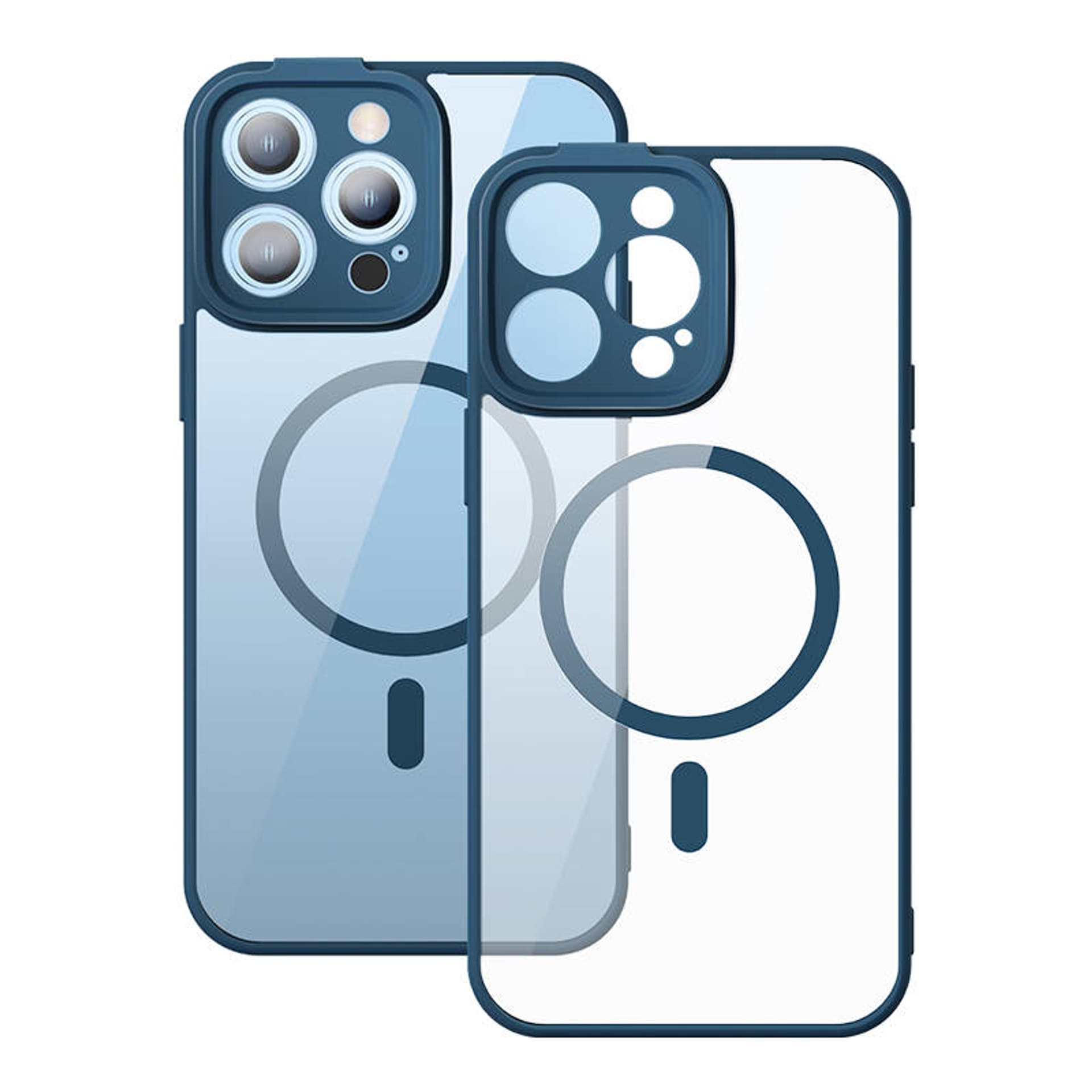 

Zestaw ochronny Baseus Frame przeźroczyste etui magnetyczne i szkło hartowane do iPhone 14 Pro (niebieski)