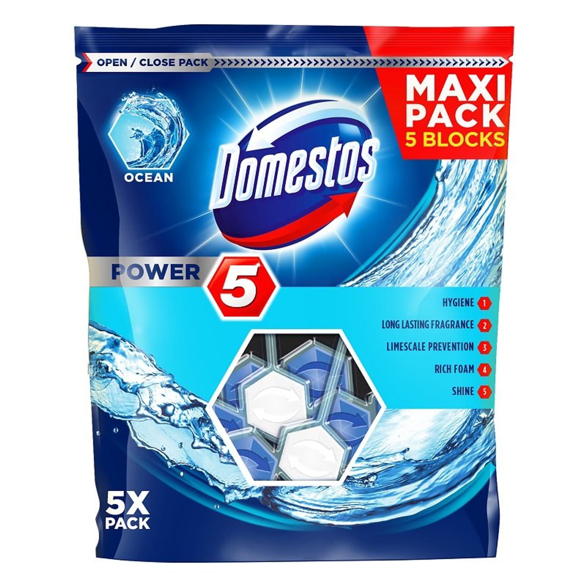 

DOMESTOS Power5 Kostka zapachowa do WC Ocean 5x55g