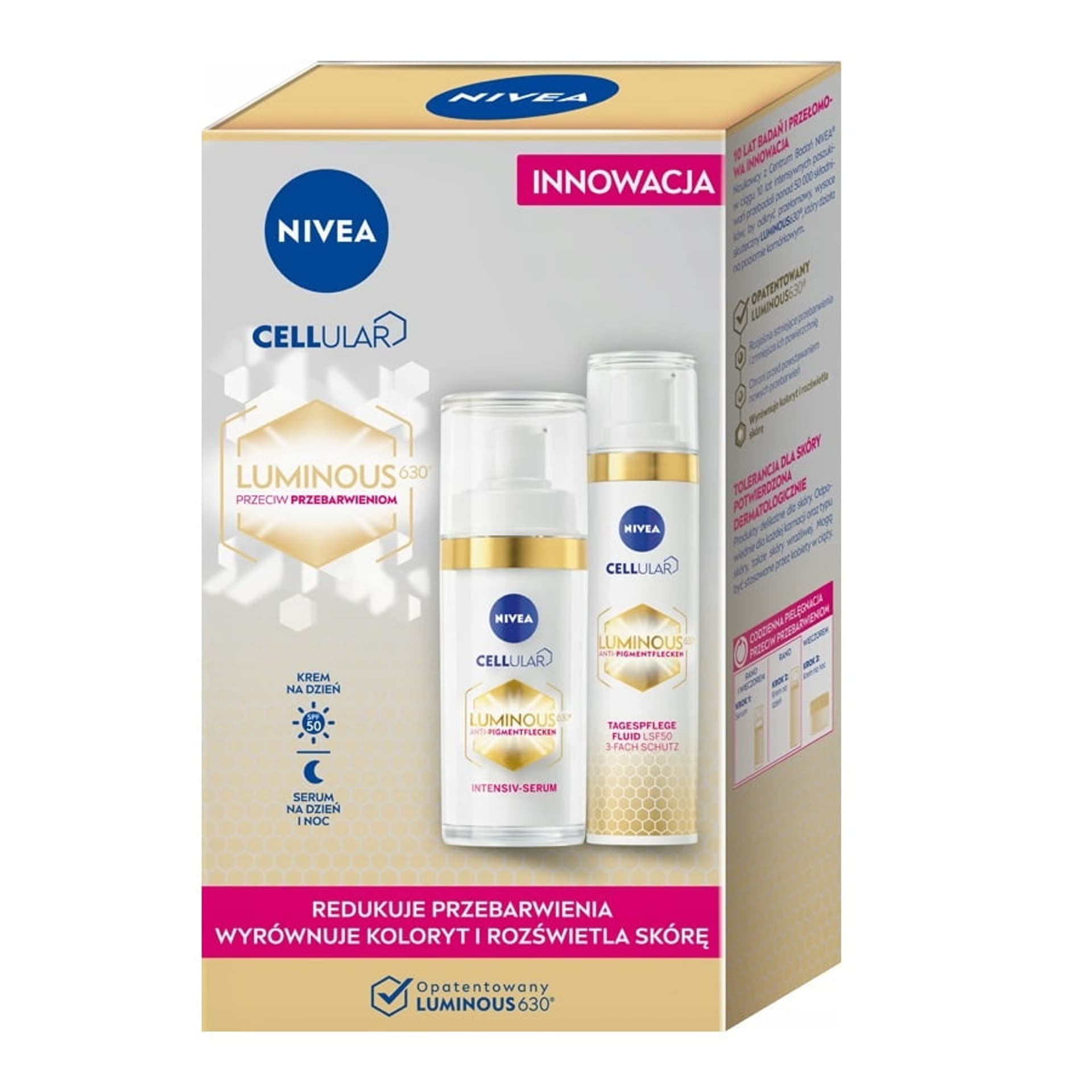 

Nivea Cellular Luminous 630® zestaw krem na dzień przeciw przebarwieniom 40ml + intensywne serum przeciw przebarwieniom 30ml