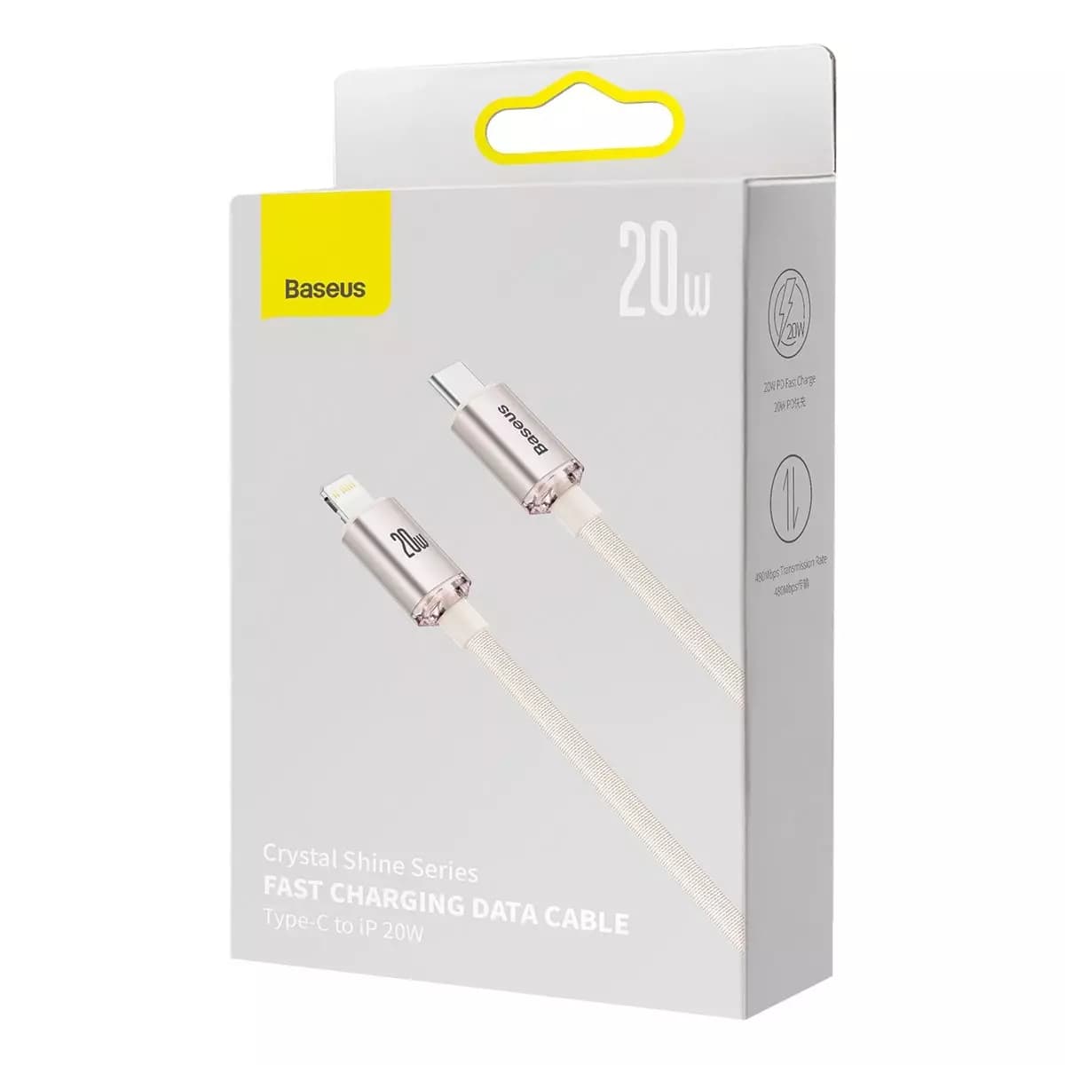 

Baseus Crystal Shine Series kabel USB Typ C - Lightning szybkie ładowanie Power Delivery 20W 2m różowy (CAJY001404)