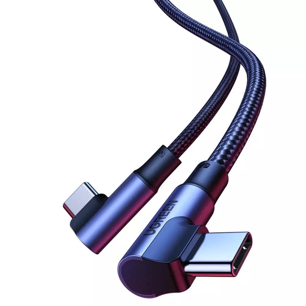 

Kabel kątowy UGREEN USB Typ C - USB Typ C Quick Charge Power Delivery 100 W 5 A 2 m czarny (US335 70698)