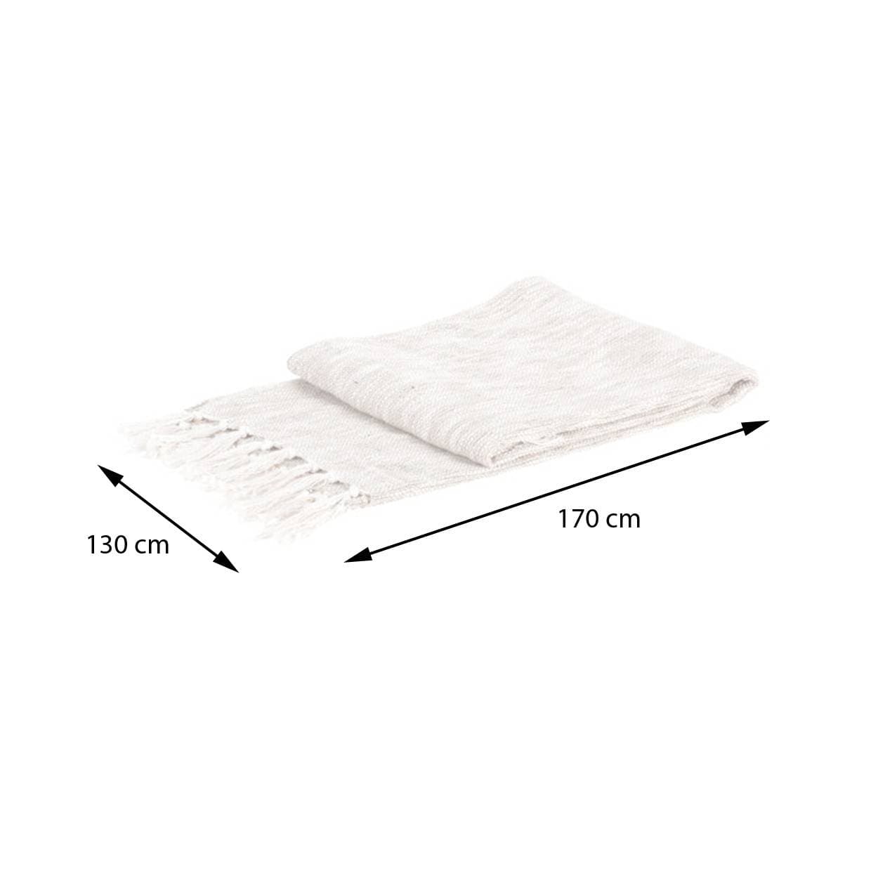 

Pled bawełniany z frędzlami biały 170cm