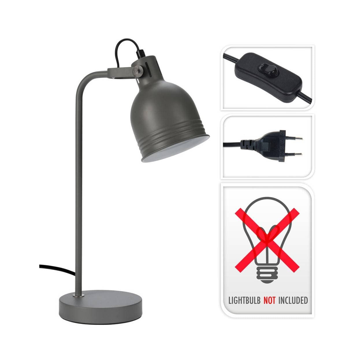 

Lampka biurkowa metalowa szara 40 cm