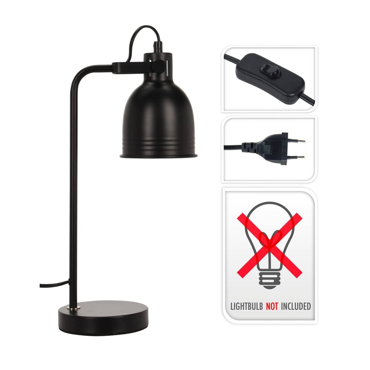 

Lampka biurkowa metalowa czarna 40 cm