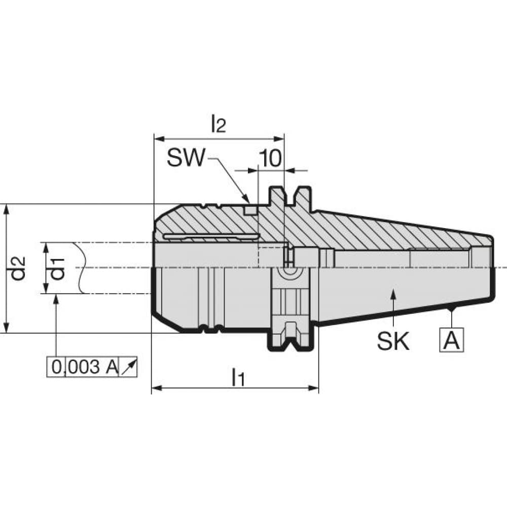 

Uchwyt zacisk.hydraulicz. DIN69871ADB SK40, 20x64,5mm ciężki GÜHRING