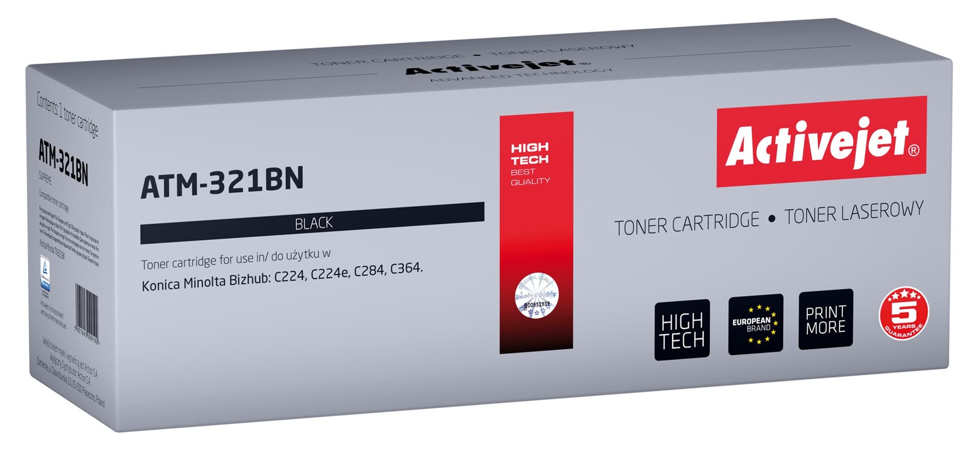 

Toner Activejet ATM-321BN (zamiennik Konica Minolta TN321K; Supreme; 27000 stron; czarny)