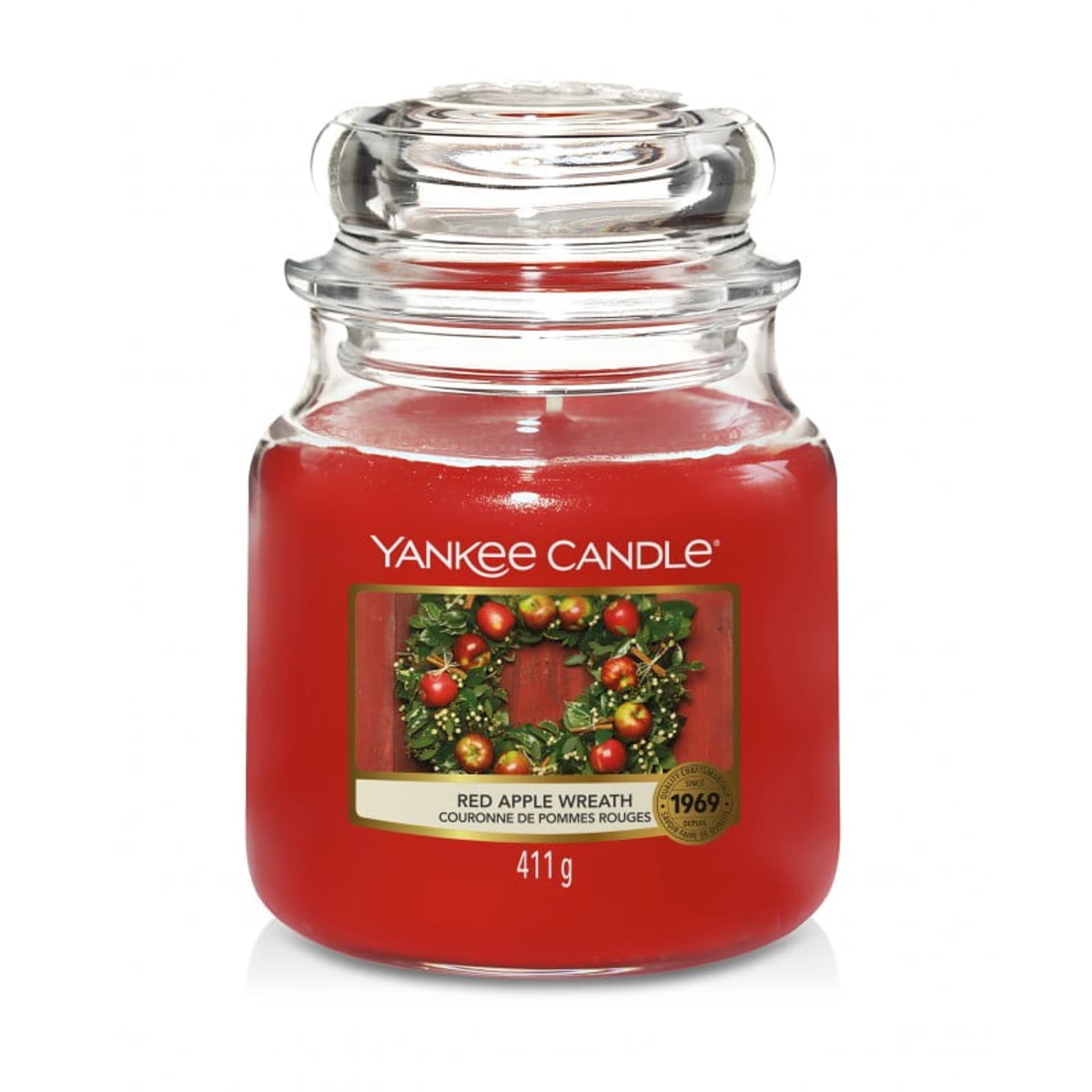 

Yankee Candle Świeca zapachowa średni słój Red Apple Wreath 411g