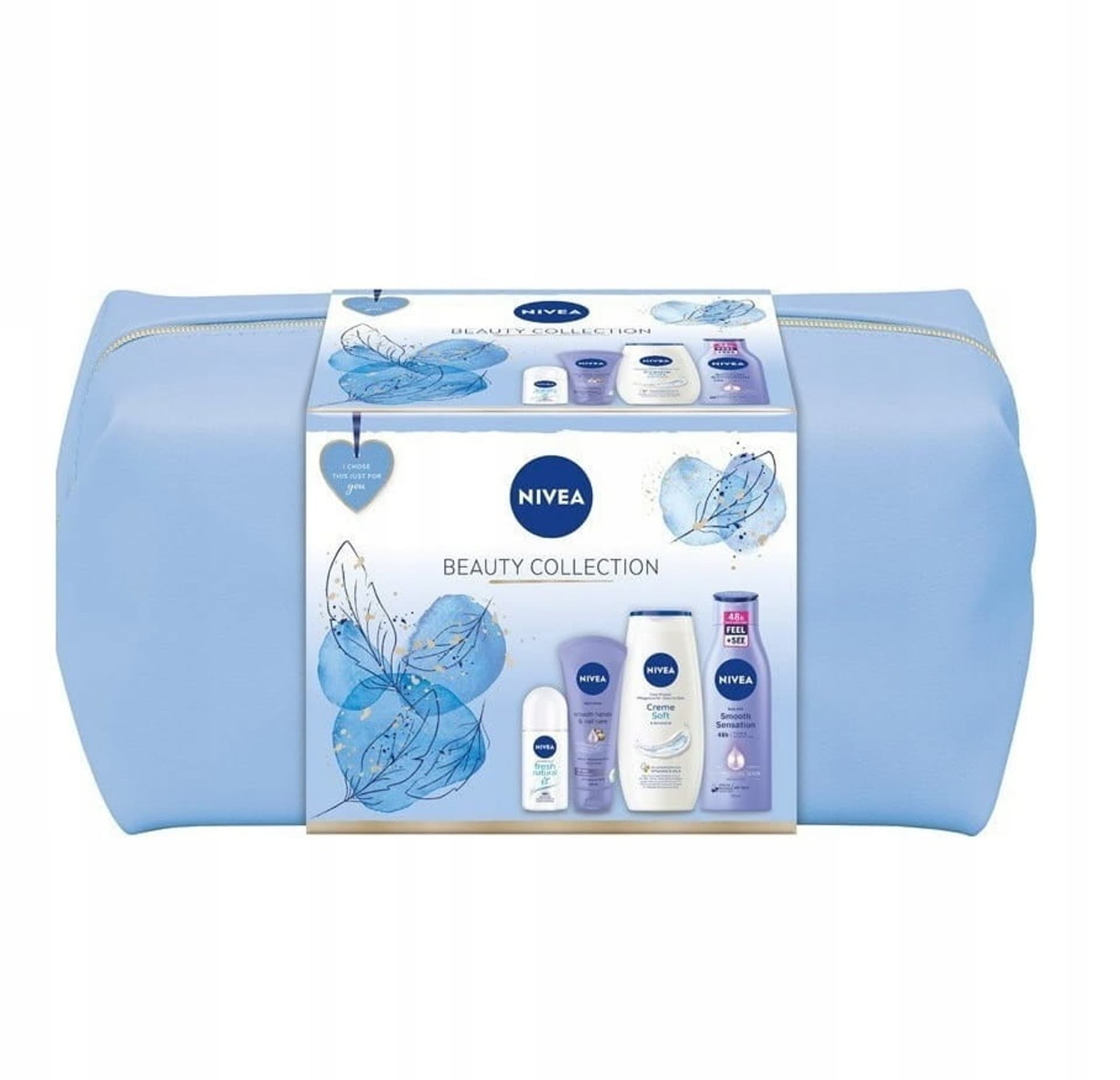 

Nivea Beauty Collection zestaw Creme Soft żel pod prysznic 250ml + wygładzający krem do rąk 100ml + Fresh Natural antyperspirant roll-on 50ml + Smooth Sensation wygładzające mleczko do ciała 250ml + kosmetyczka