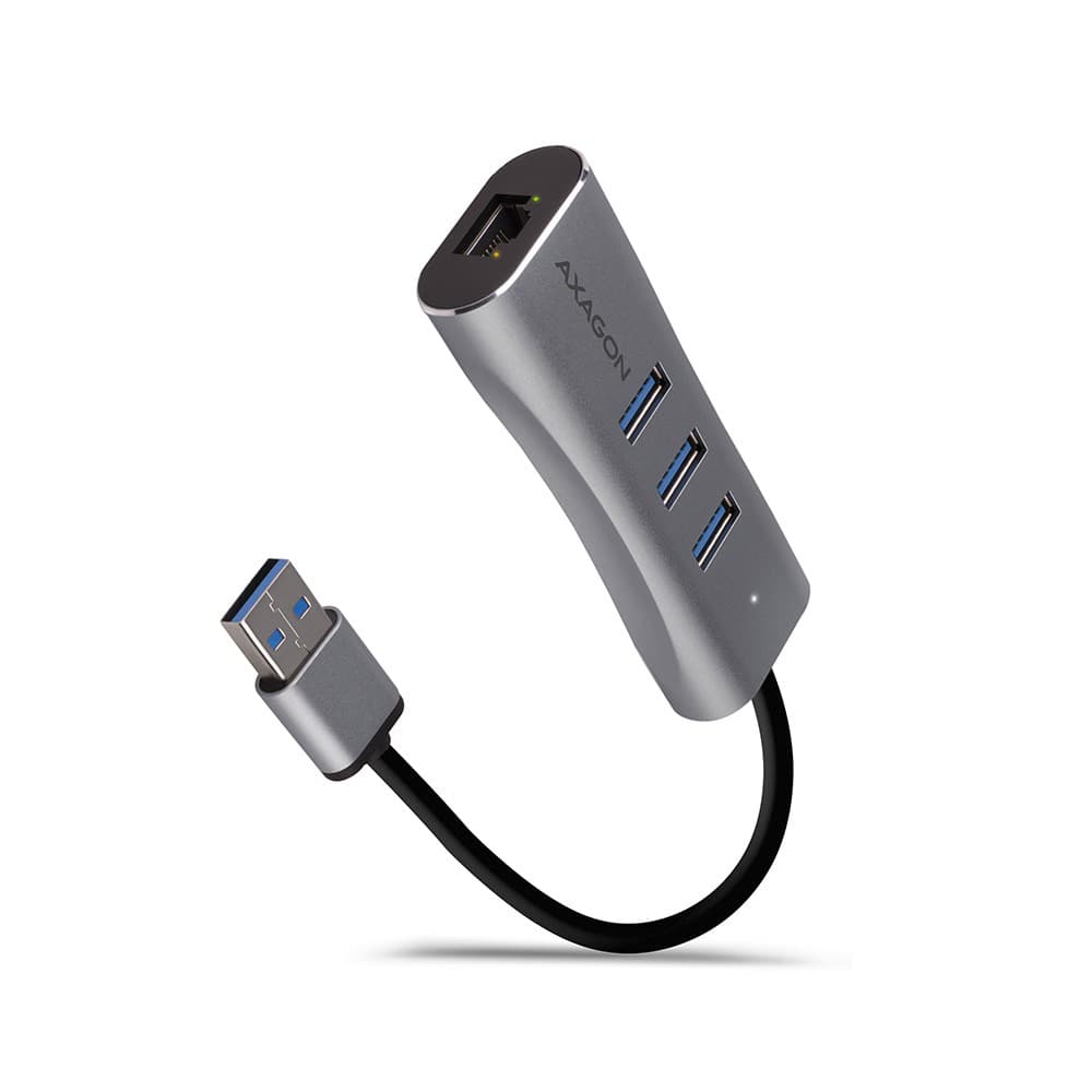 

Karta sieciowa HMA-GL3AP 3x USB-A + GLAN, USB3.2 Gen 1 hub, metalowy, micro USB power, 20cm USB-A kabel