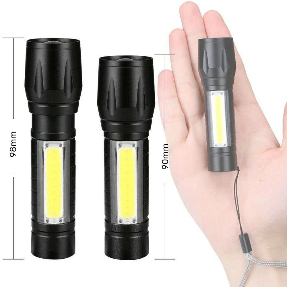 

Latarka taktyczna wojskowa Mini kieszonkowa 3 tryby pracy LED XPE COB czarna