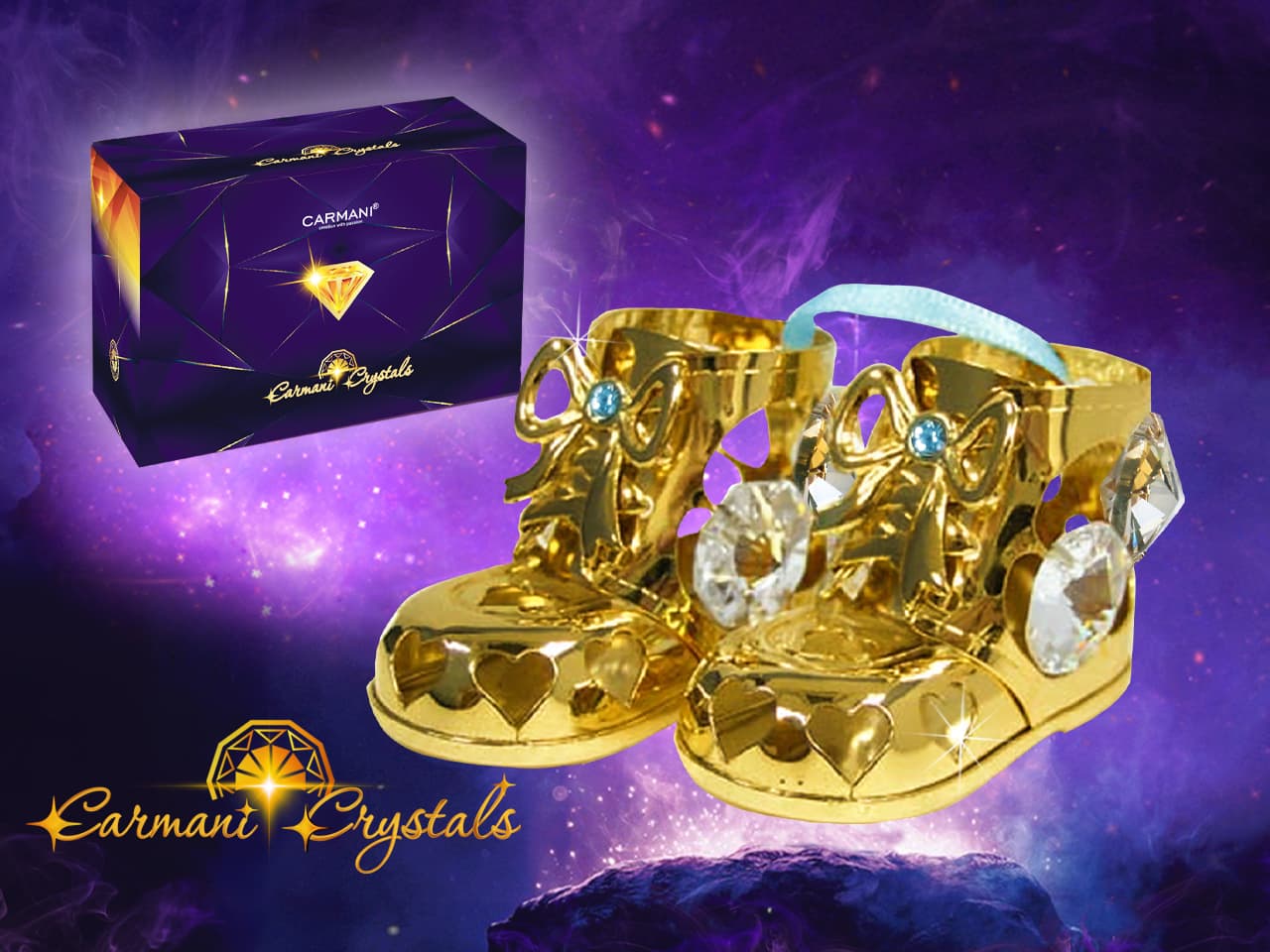 

Buciki-niebieska kokardka- products with Carmani Crystals