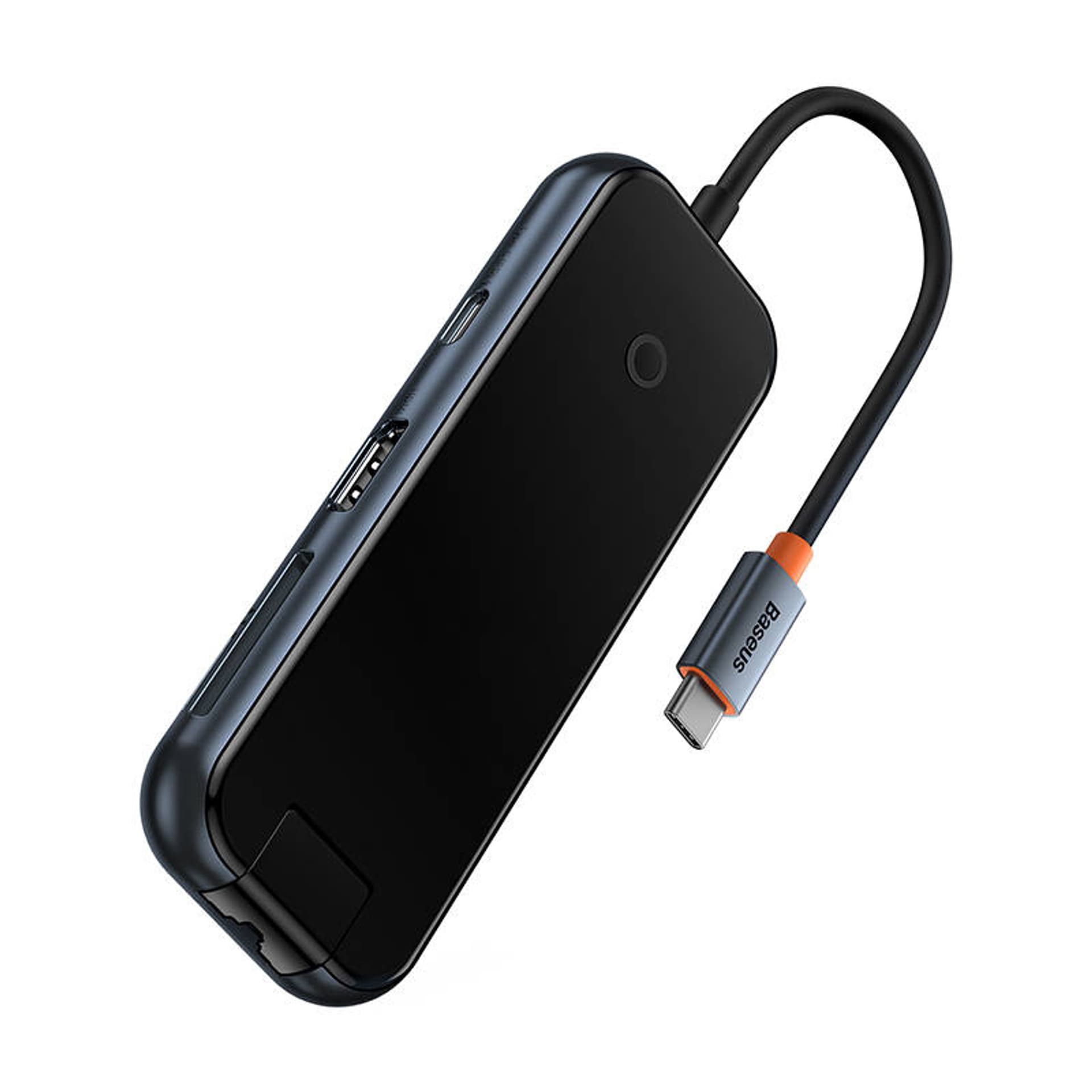 

Adapter 8w1 Baseus Hub USB-C na HDMI + 2xUSB + PD + SD/TF + RJ45 (ciemny szary)