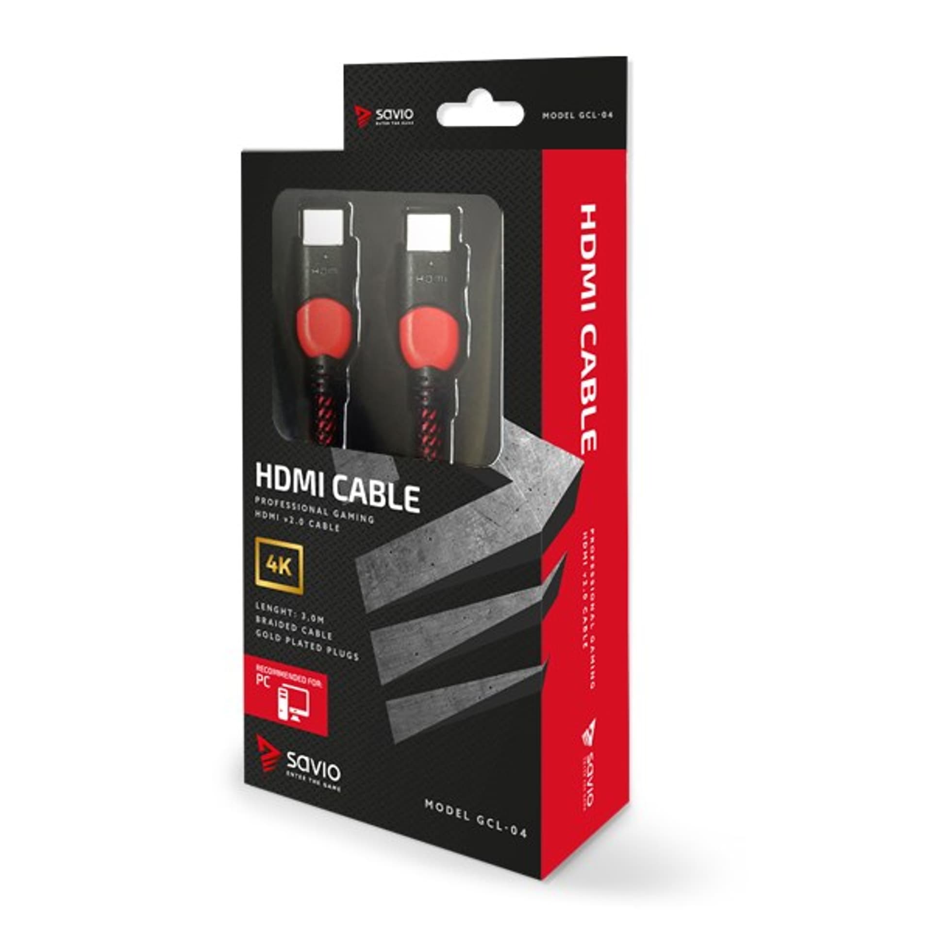 

Kabel SAVIO GCL-04 (HDMI M - HDMI M; 3m; kolor czarno-czerwony)
