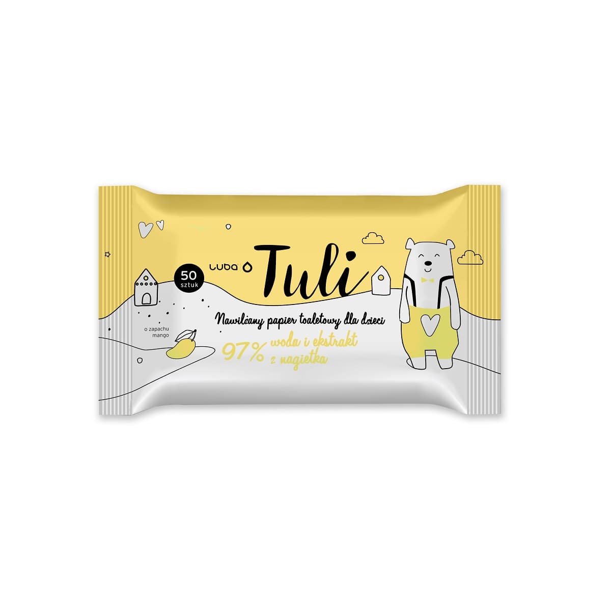 

LUBA Tuli nawilżany papier toaletowy dla dzieci z Wodą i Ekstraktem z Nagietka 50szt