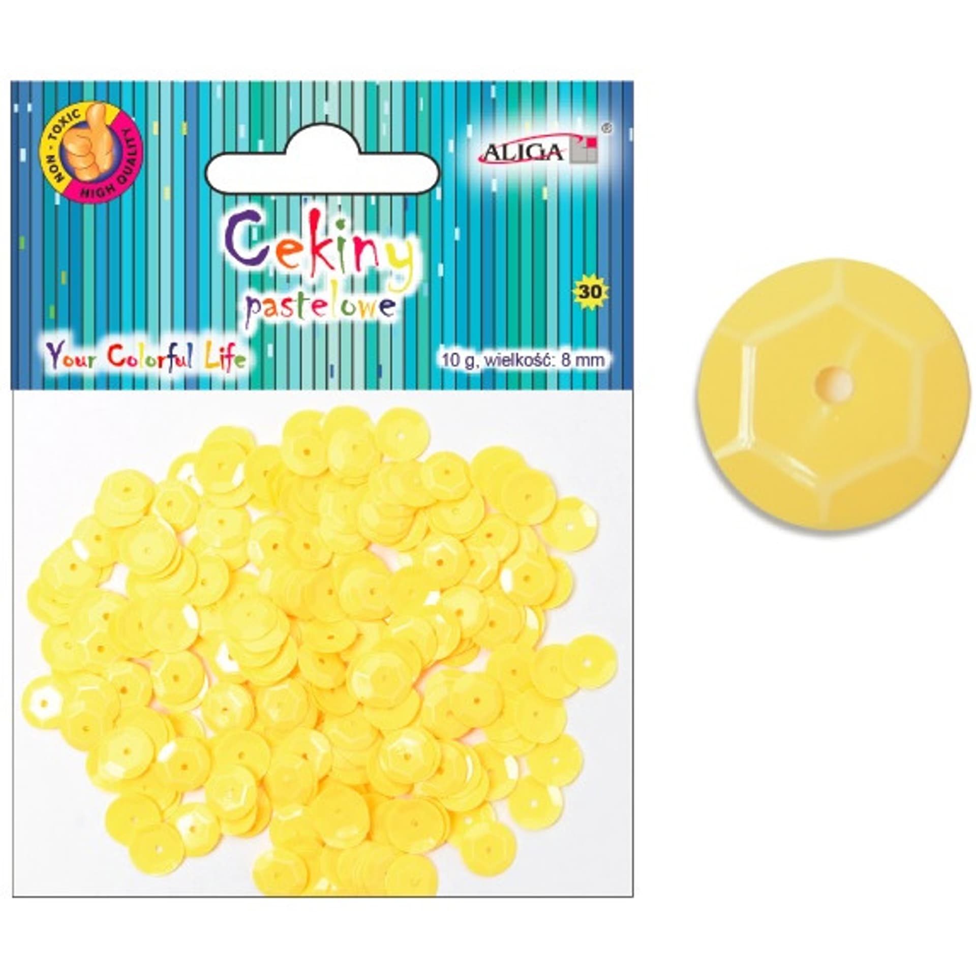 

Cekiny pastelowe żółte 8mm, 10g WMT-103(30) ALIGA, 30) alig