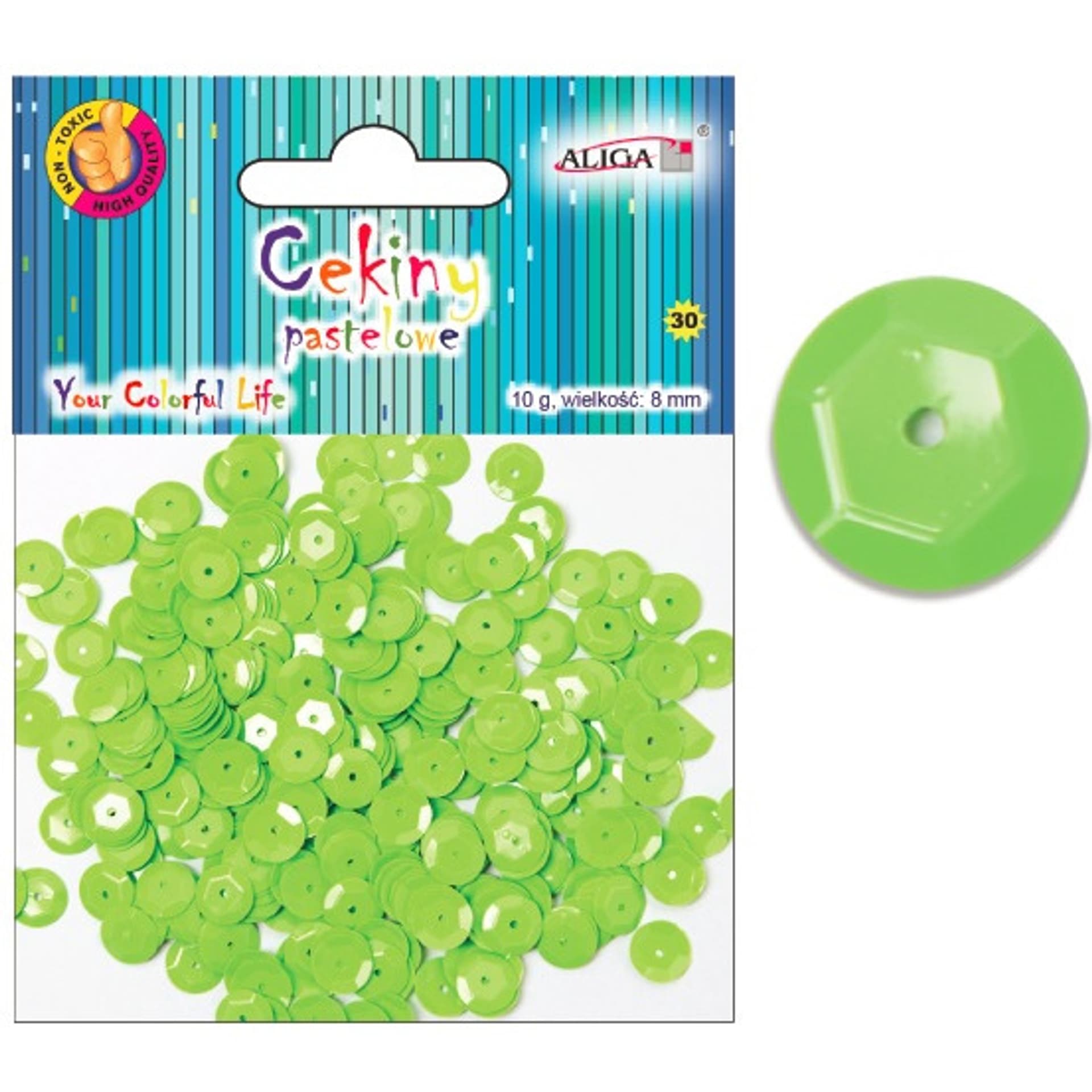 

Cekiny pastelowe jasno zielone 8mm, 10g WMT-105(32) ALIGA, 32) alig