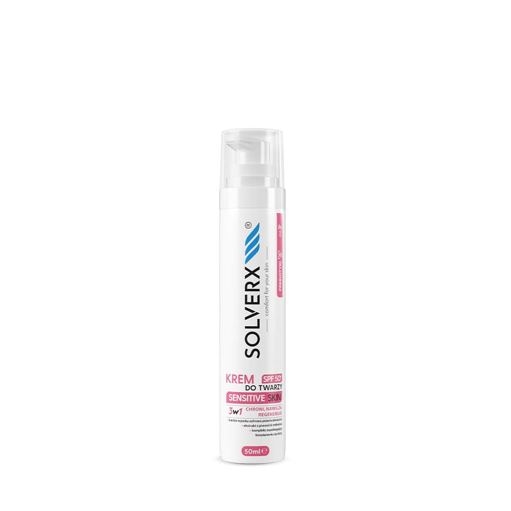

Solverx Sensitive Skin Krem do twarzy 3w1 z SPF50+ - skóra wrażliwa 50ml