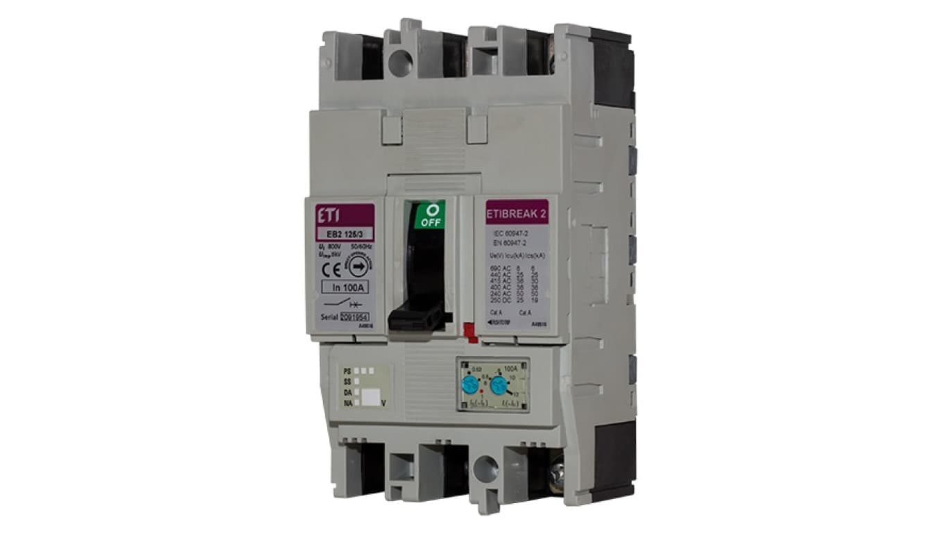 

Wyłącznik kompaktowy 3P 125A 25kA /wyzwalacz termo-magnetyczny/ EB2 125/3L 004671026