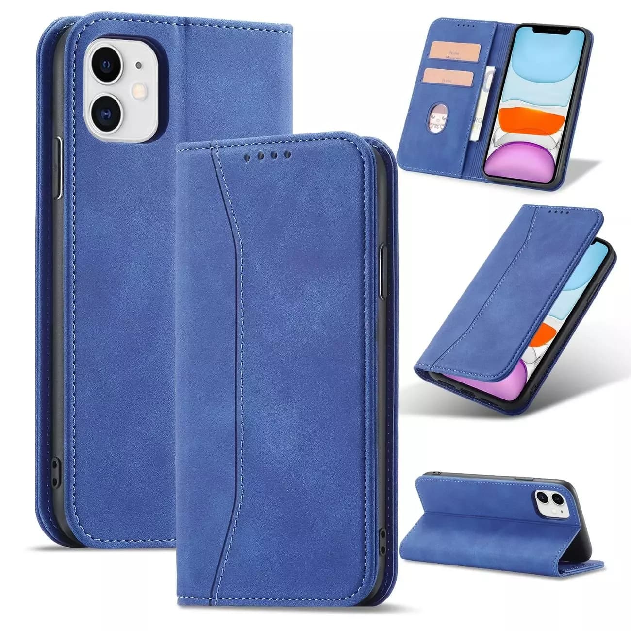 

Magnet Fancy Case etui do iPhone 12 pokrowiec portfel na karty kartę podstawka niebieski