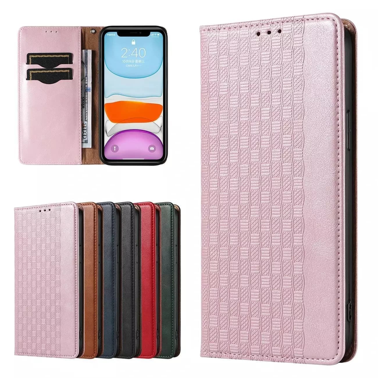 

Magnet Strap Case etui do iPhone 12 pokrowiec portfel + mini smycz zawieszka różowy