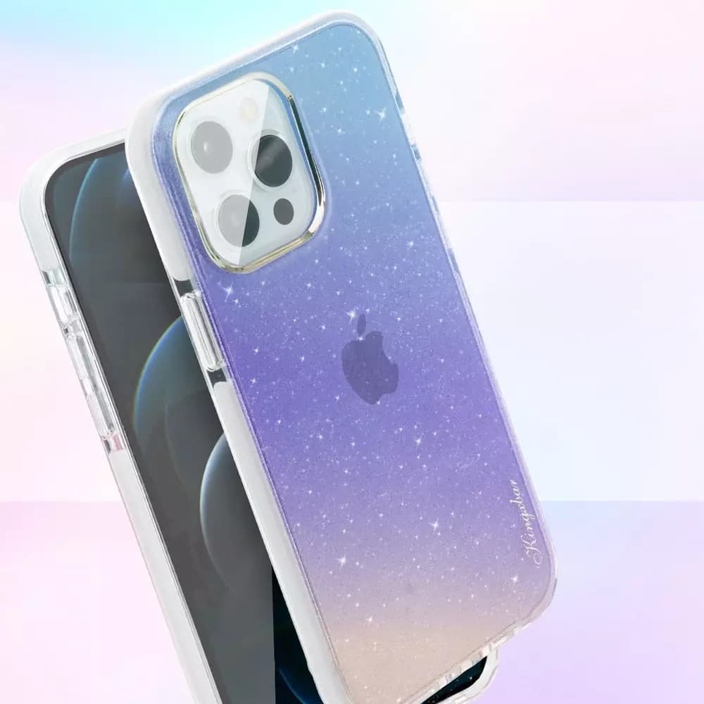 

Kingxbar Ombre Series kolorowe brokatowe etui do iPhone 13 Pro niebieskofioletowy