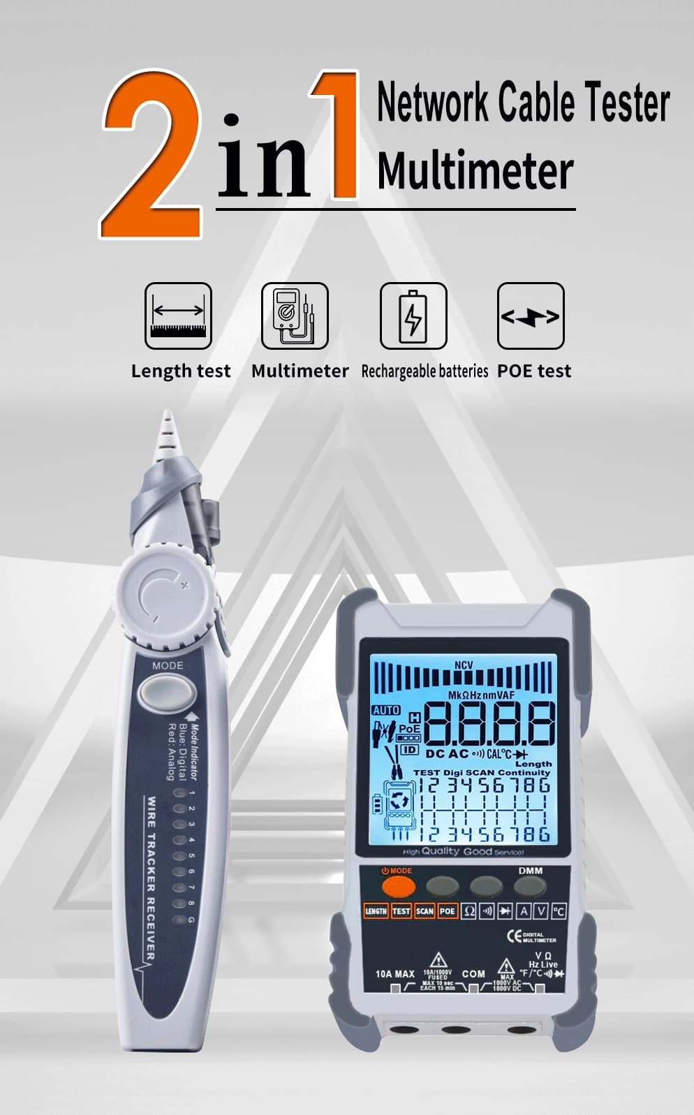 

Wielofunkcyjny Tester Okablowania LCD SP-LT04