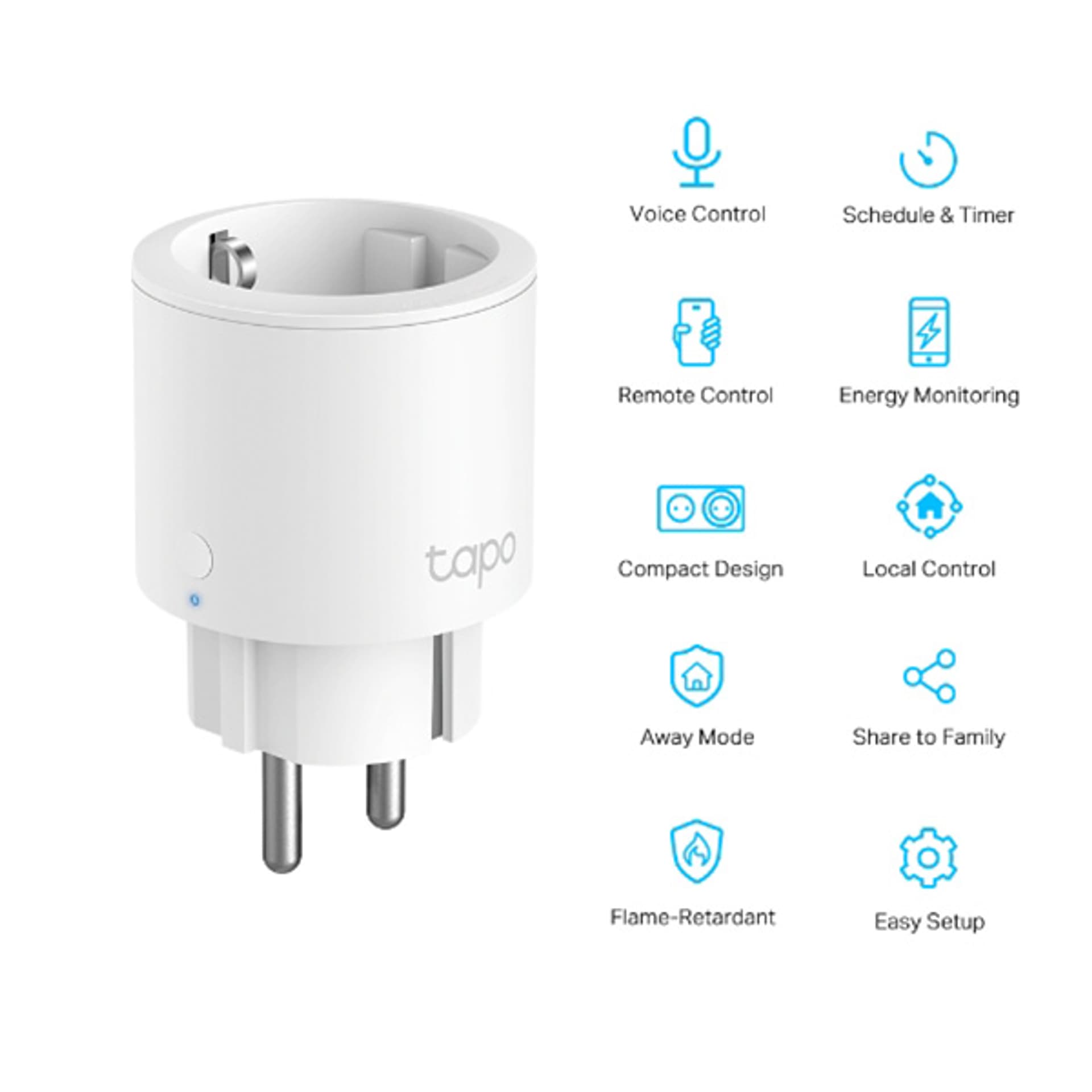 

Inteligentne gniazdko Tapo P115, konfiguracja z WiFi, max. 3680W, biała, TP-LINK, Kontrola głosem, Monitorowanie zużycia energii