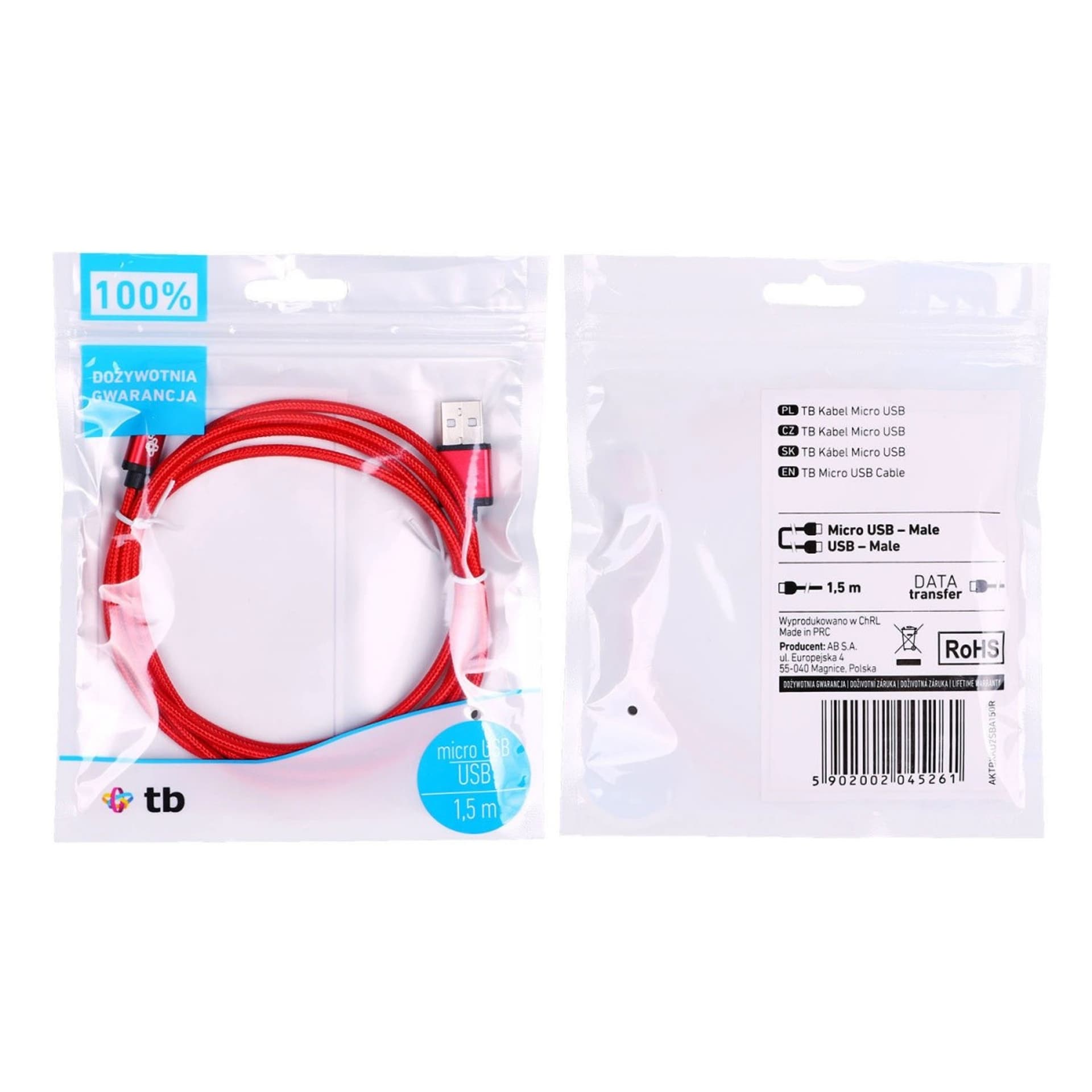 

Kabel USB-Micro USB 1.5 m czerwony sznurek