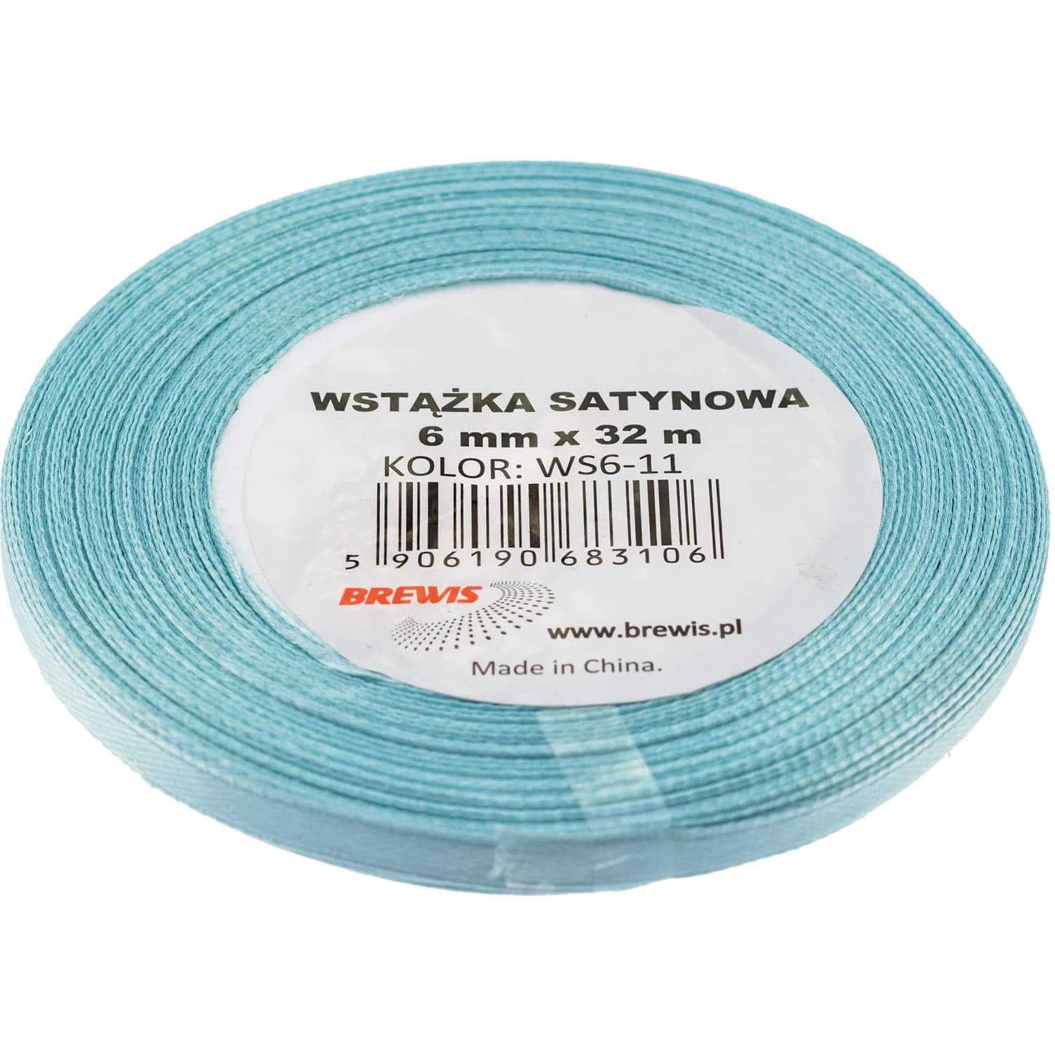 

Wstążka satynowa 6mm/32m błękitna (2) BREWIS, 2) brewi
