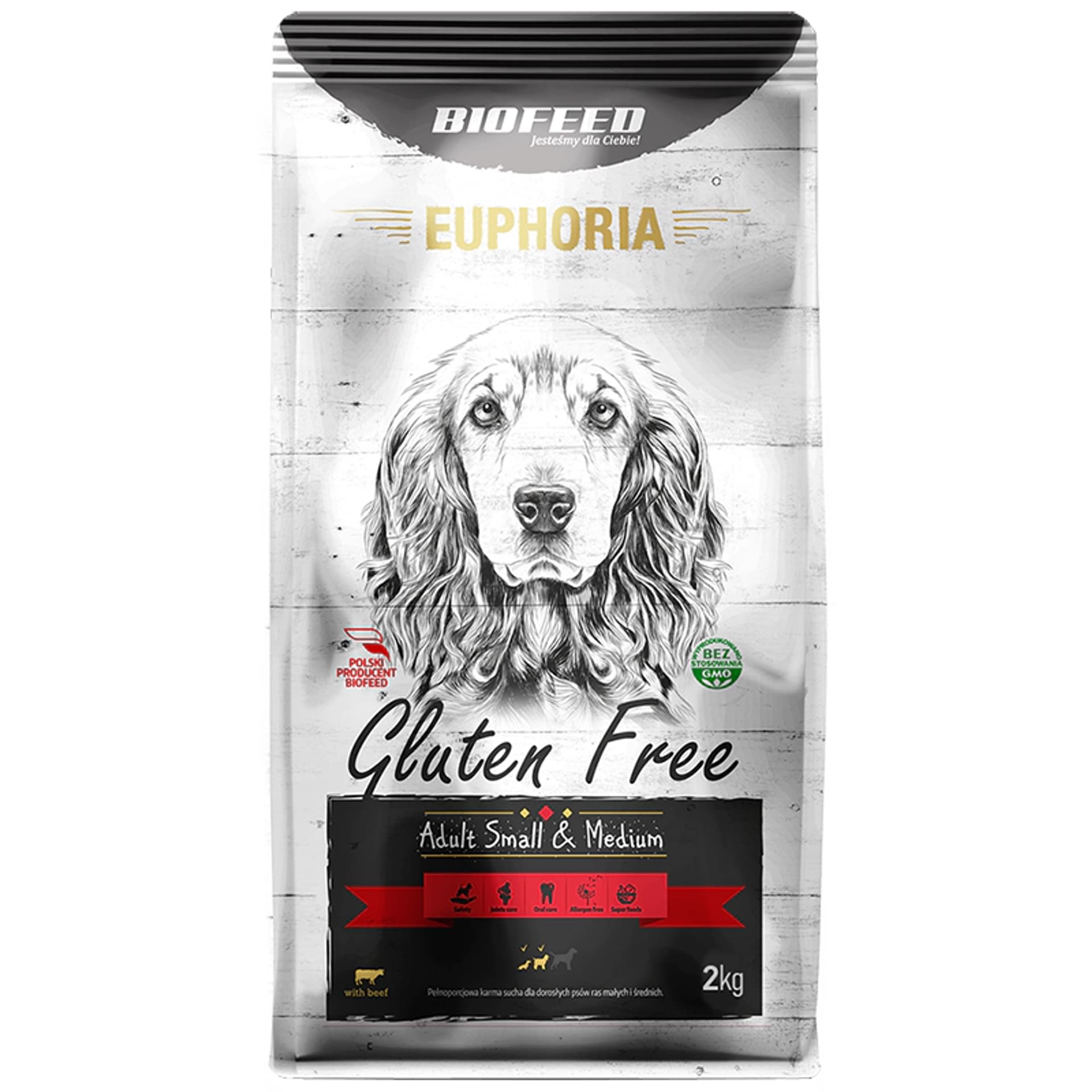 

BIOFEED EUPHORIA Gluten Free Small & Medium dla psów małych i średnich ras z wołowiną 2kg