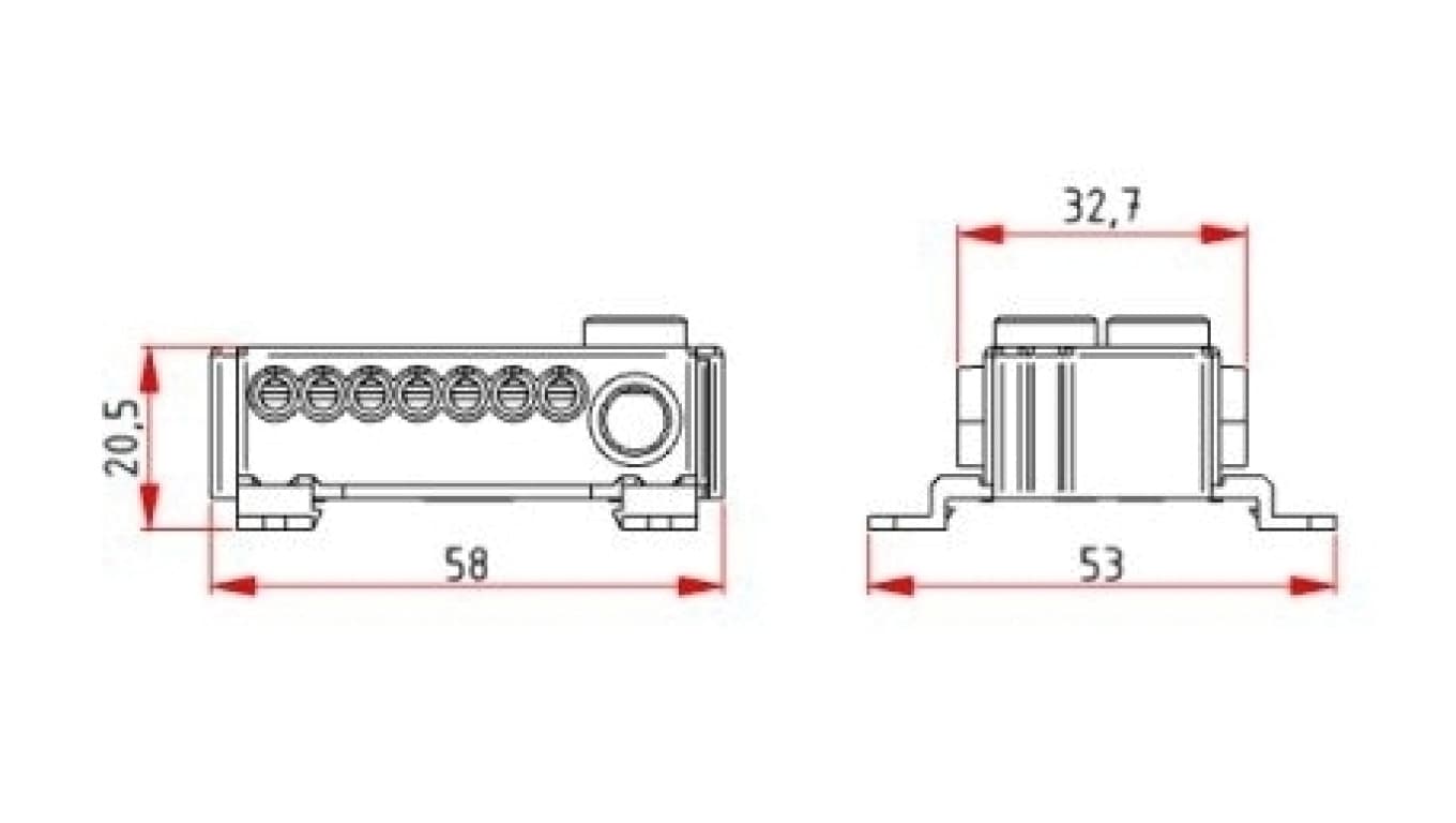 

Blok rozdzielczy CU ECB 2-polowy 2x25mm2 , 2x (7x4mm2) niebieski KS741NN, 7x4mm2) niebieski ks741n