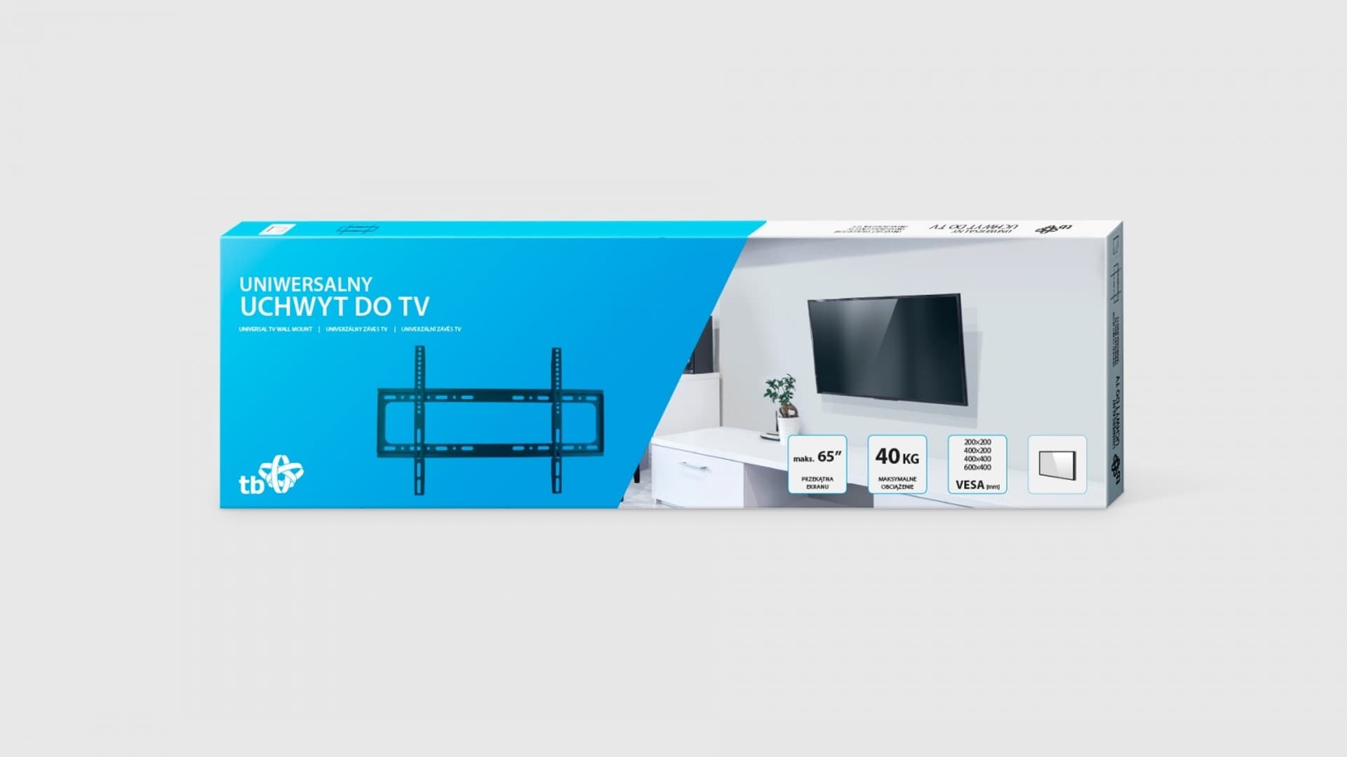 

Uchwyt TV do telewizora do 65" 40kg max VESA 600x400