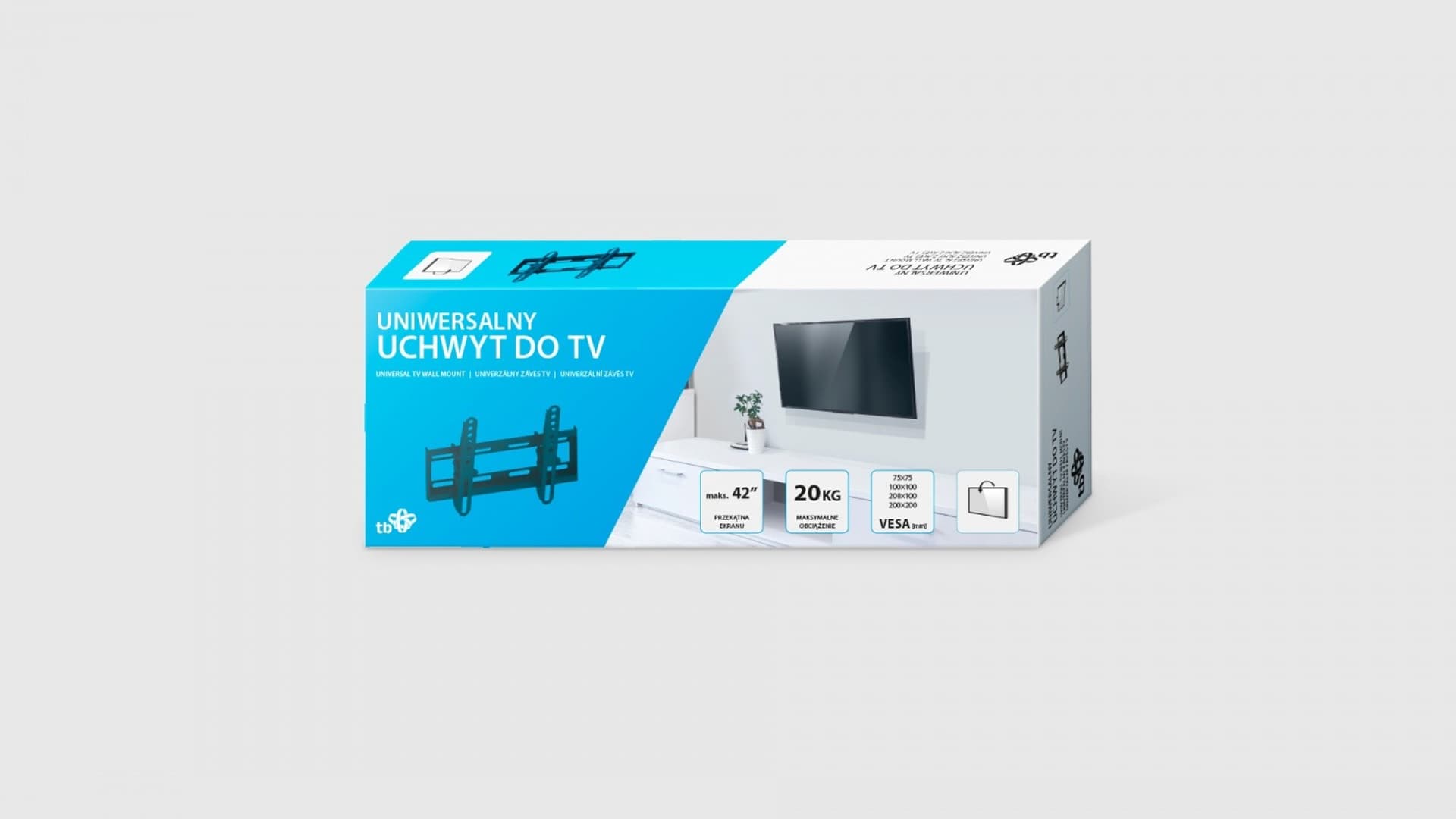 

Uchwyt TV do telewizora do 42\" 20kg max VESA 200x200 TB-251
