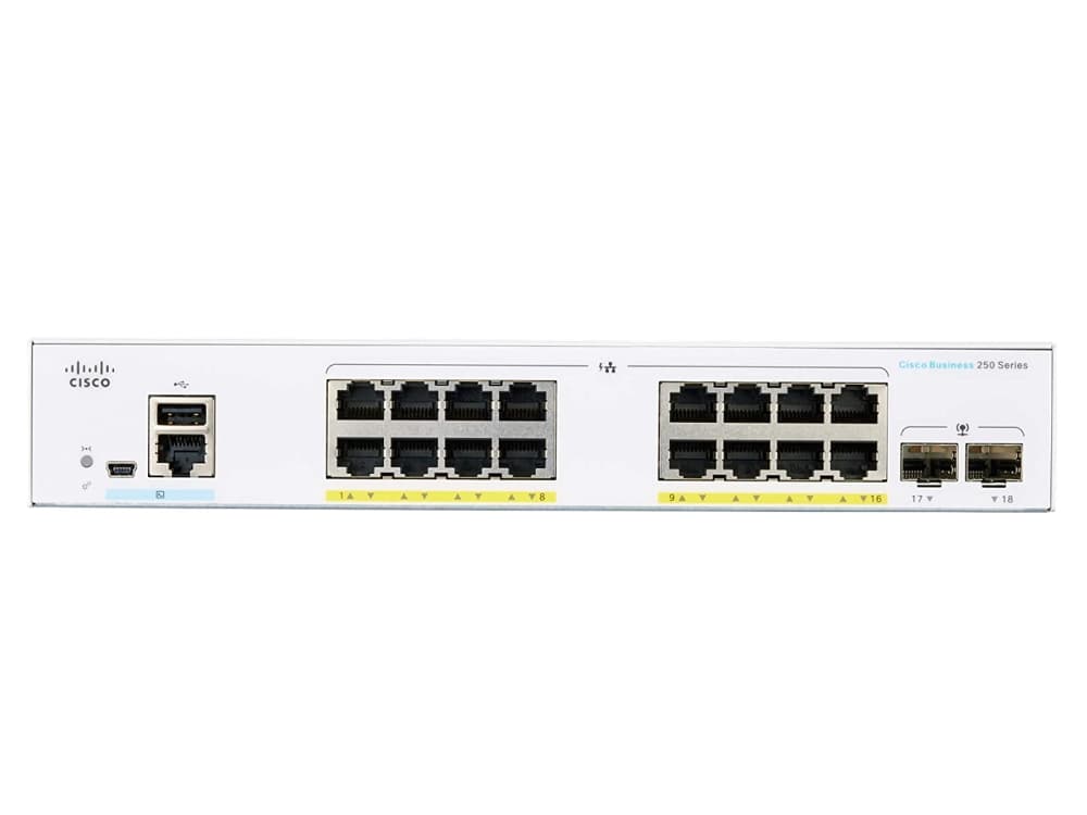 

CISCO CBS250-16P-2G 16-PORT 10/100/1000 POE SWITCH, 2X SFP, 120W