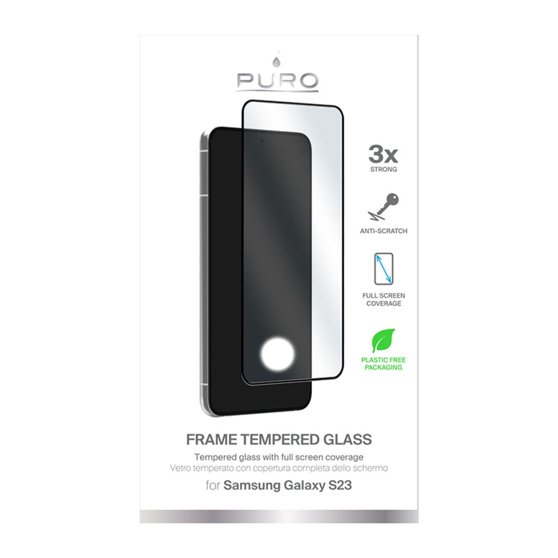 

PURO Frame Tempered Glass - Szkło ochronne hartowane na ekran Samsung Galaxy S23 (czarna ramka)