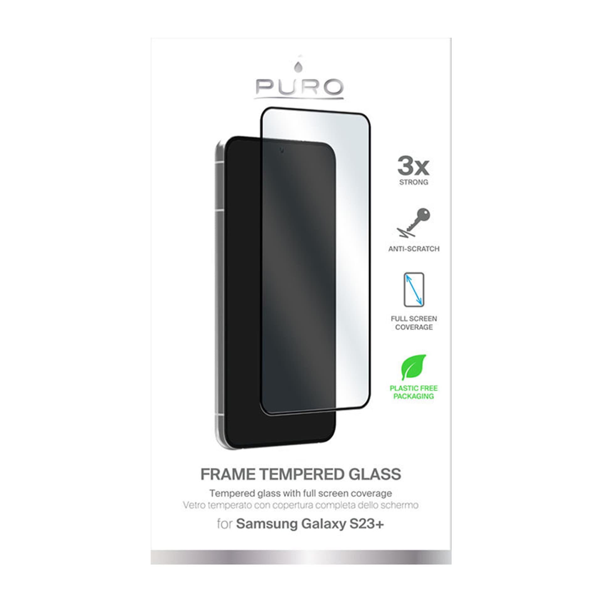 

PURO Frame Tempered Glass - Szkło ochronne hartowane na ekran Samsung Galaxy S23+ (czarna ramka)