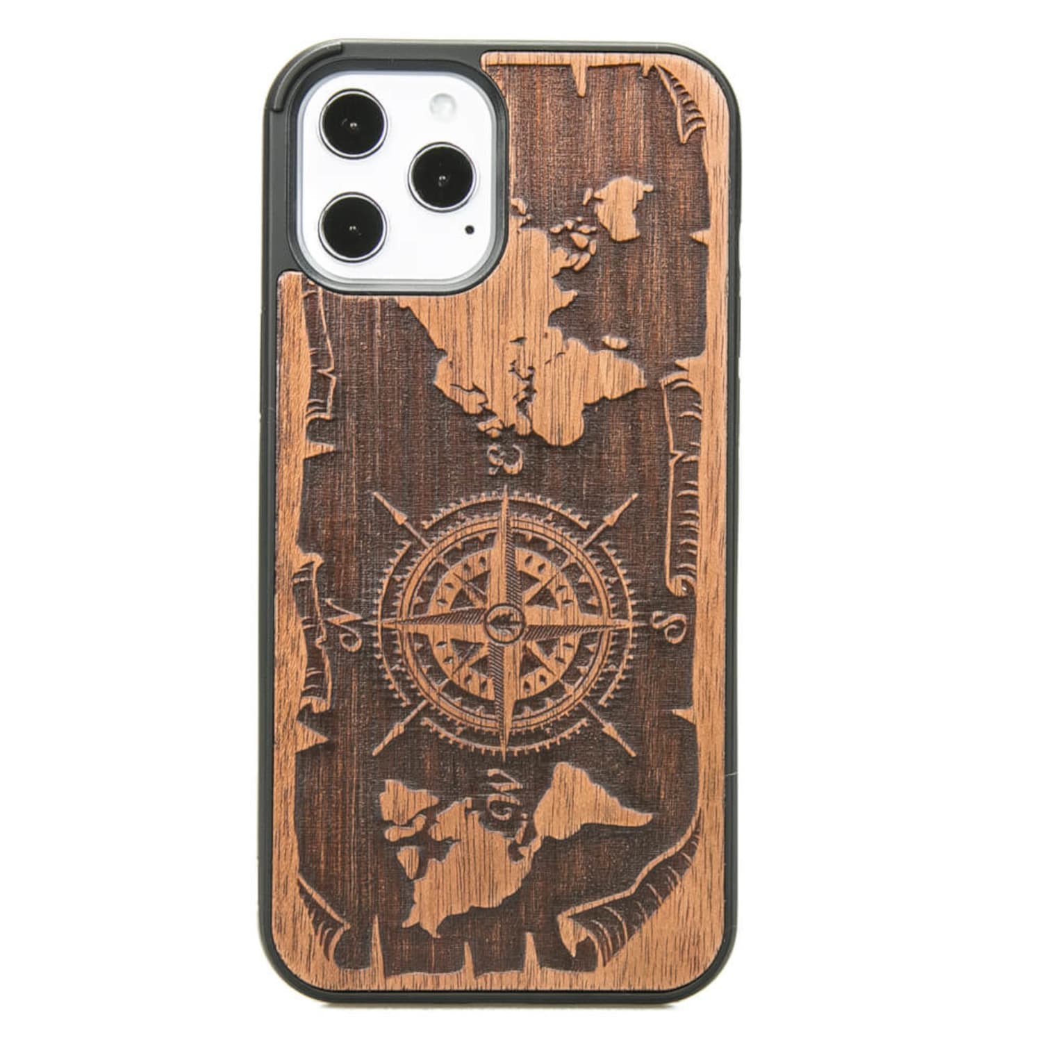 

Drewniane Etui iPhone 12 Pro Max RÓŻA WIATRÓW MERBAU